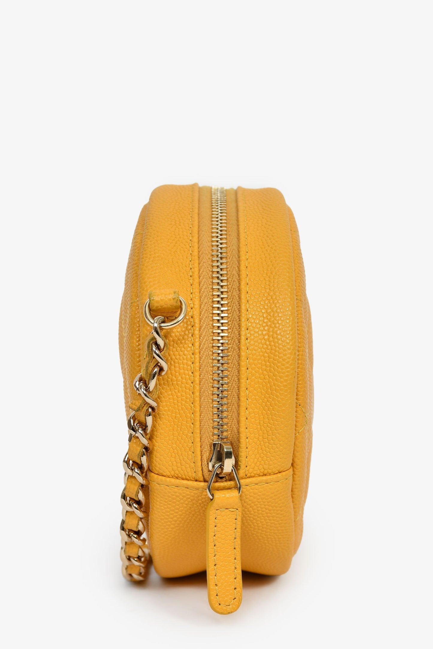 Chanel™ 2018-19 Yellow Caviar Leather Round Chain Bag