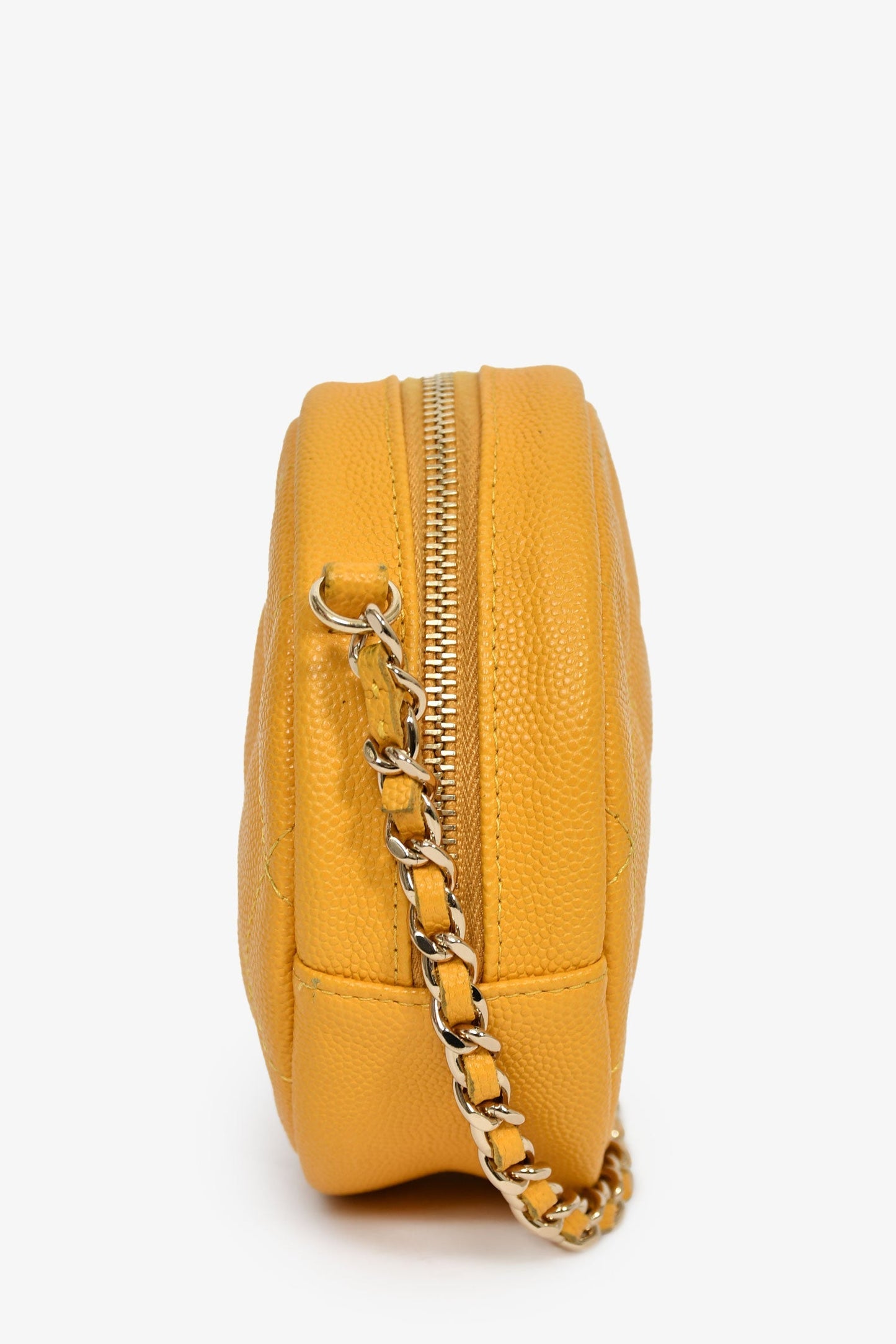 Chanel™ 2018-19 Yellow Caviar Leather Round Chain Bag