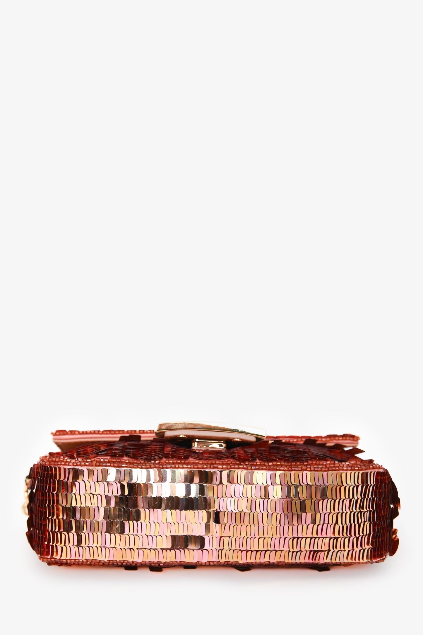 Fendi Pink Sequin FF Mini Baguette Bag with Strap
