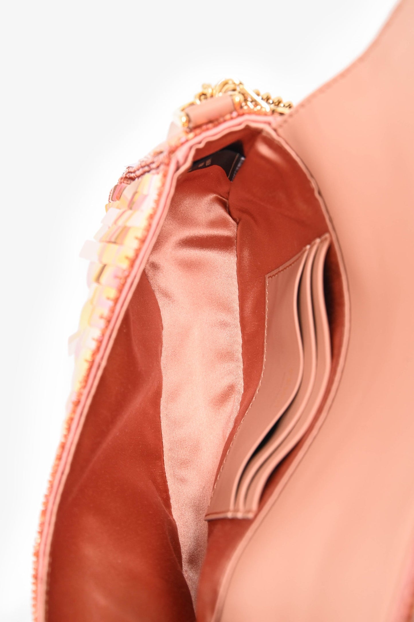 Fendi Pink Sequin FF Mini Baguette Bag with Strap