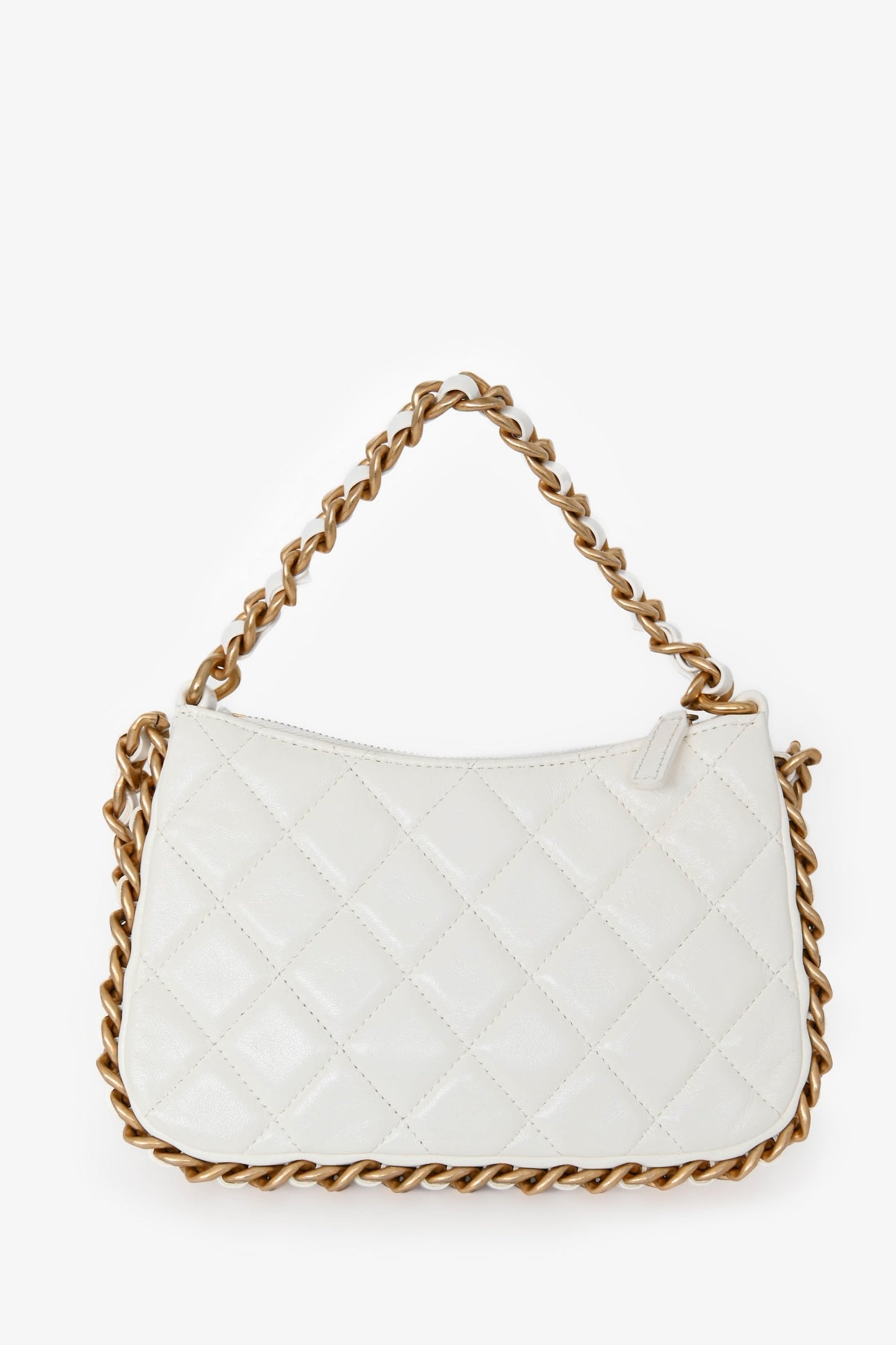 Chanel™ 2023 White Leather Mini Chain CC Round Hobo Bag GHW