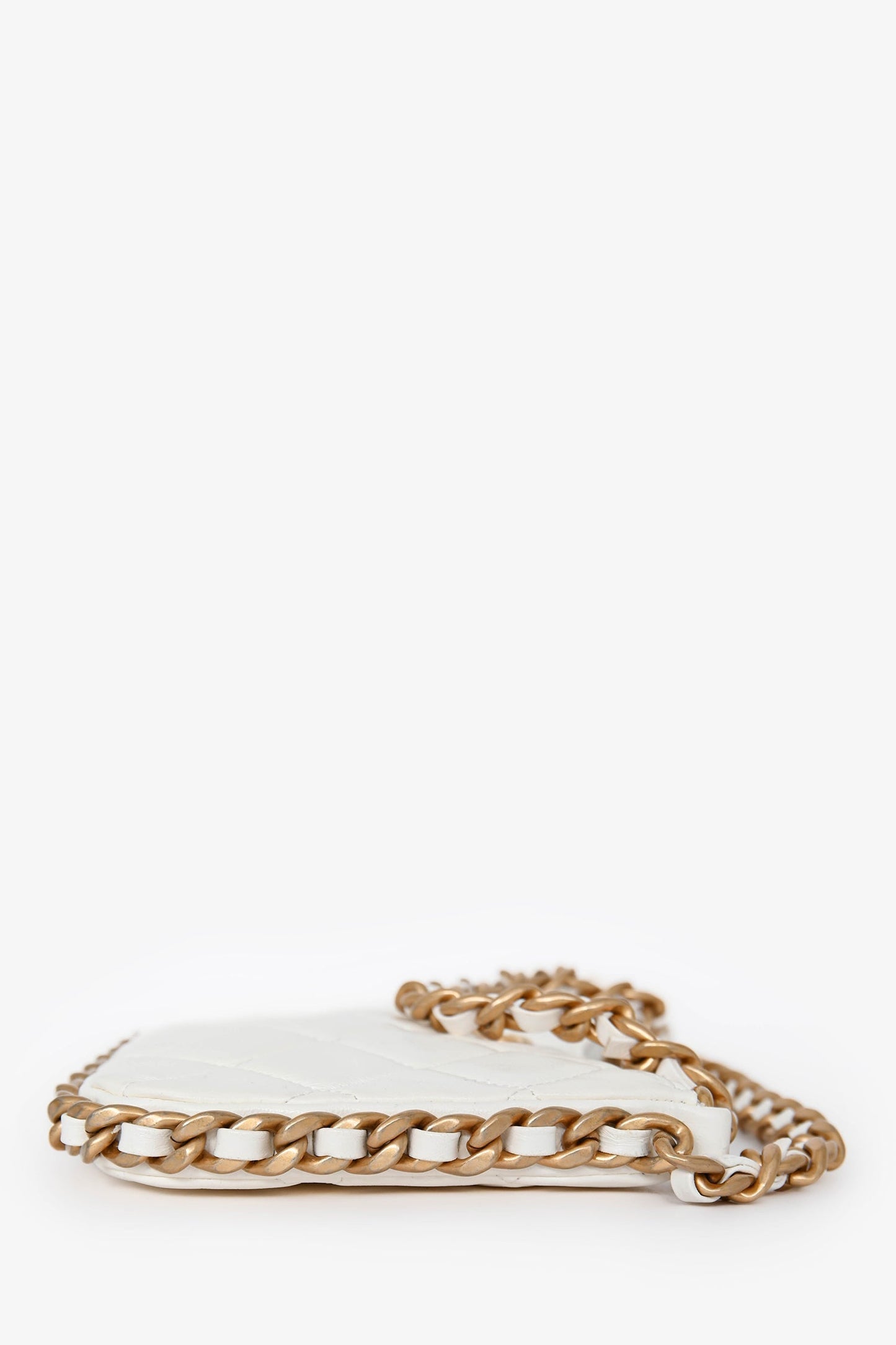 Chanel™ 2023 White Leather Mini Chain CC Round Hobo Bag GHW