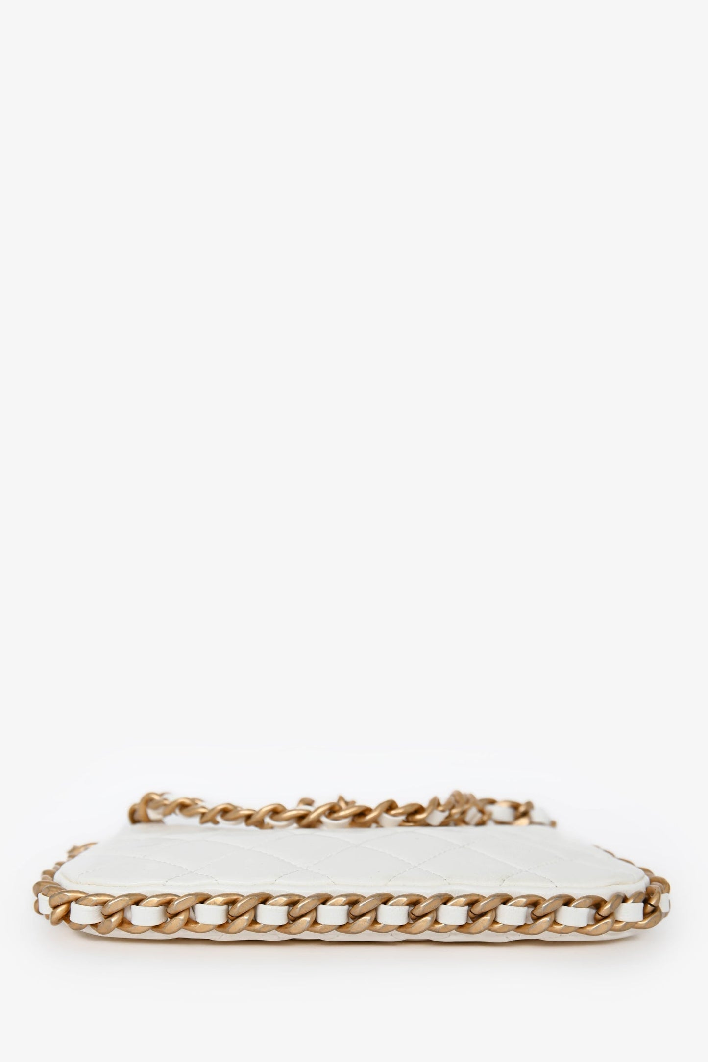 Chanel™ 2023 White Leather Mini Chain CC Round Hobo Bag GHW