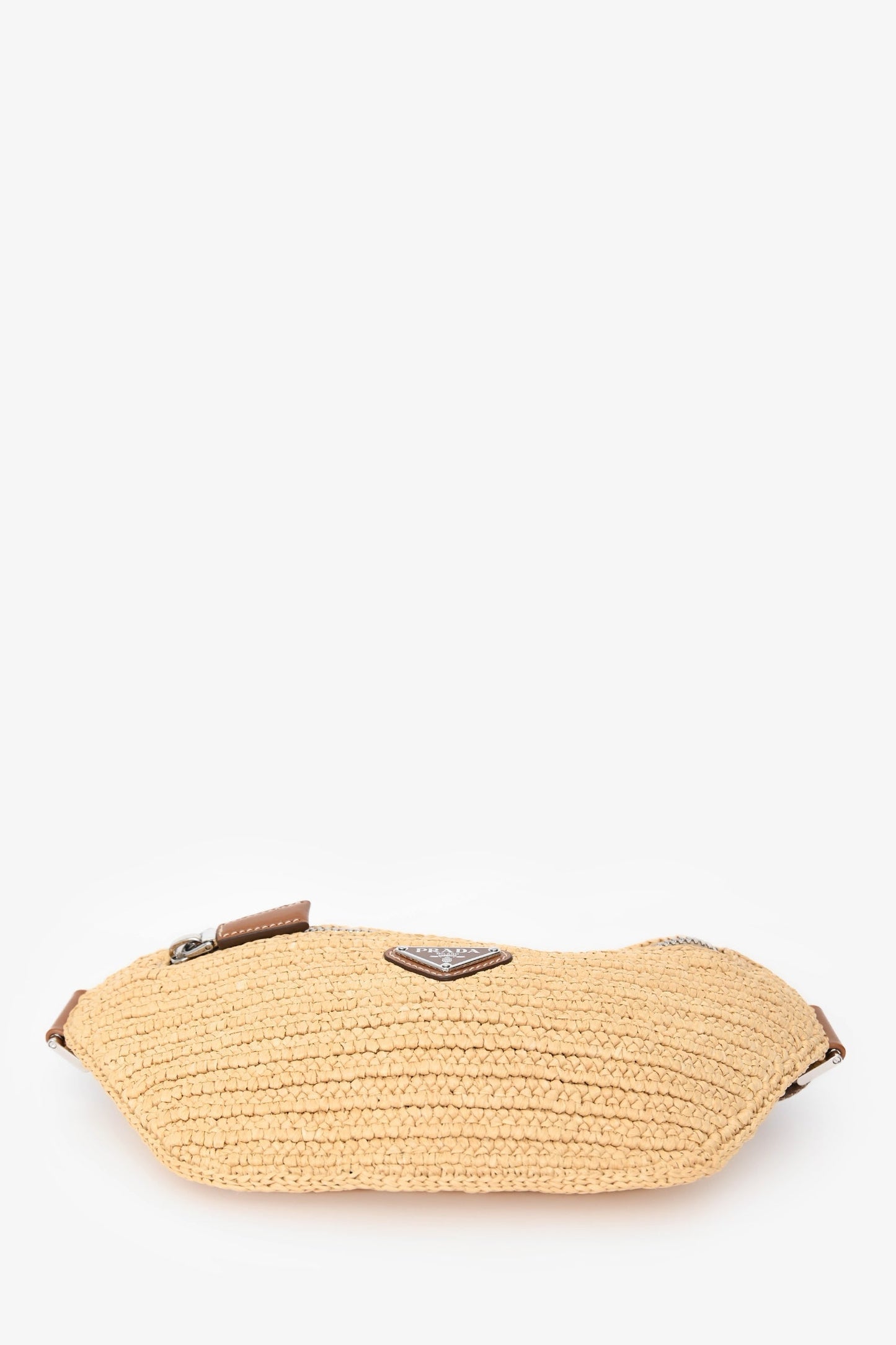 Prada Brown Raffia Logo Belt Bag