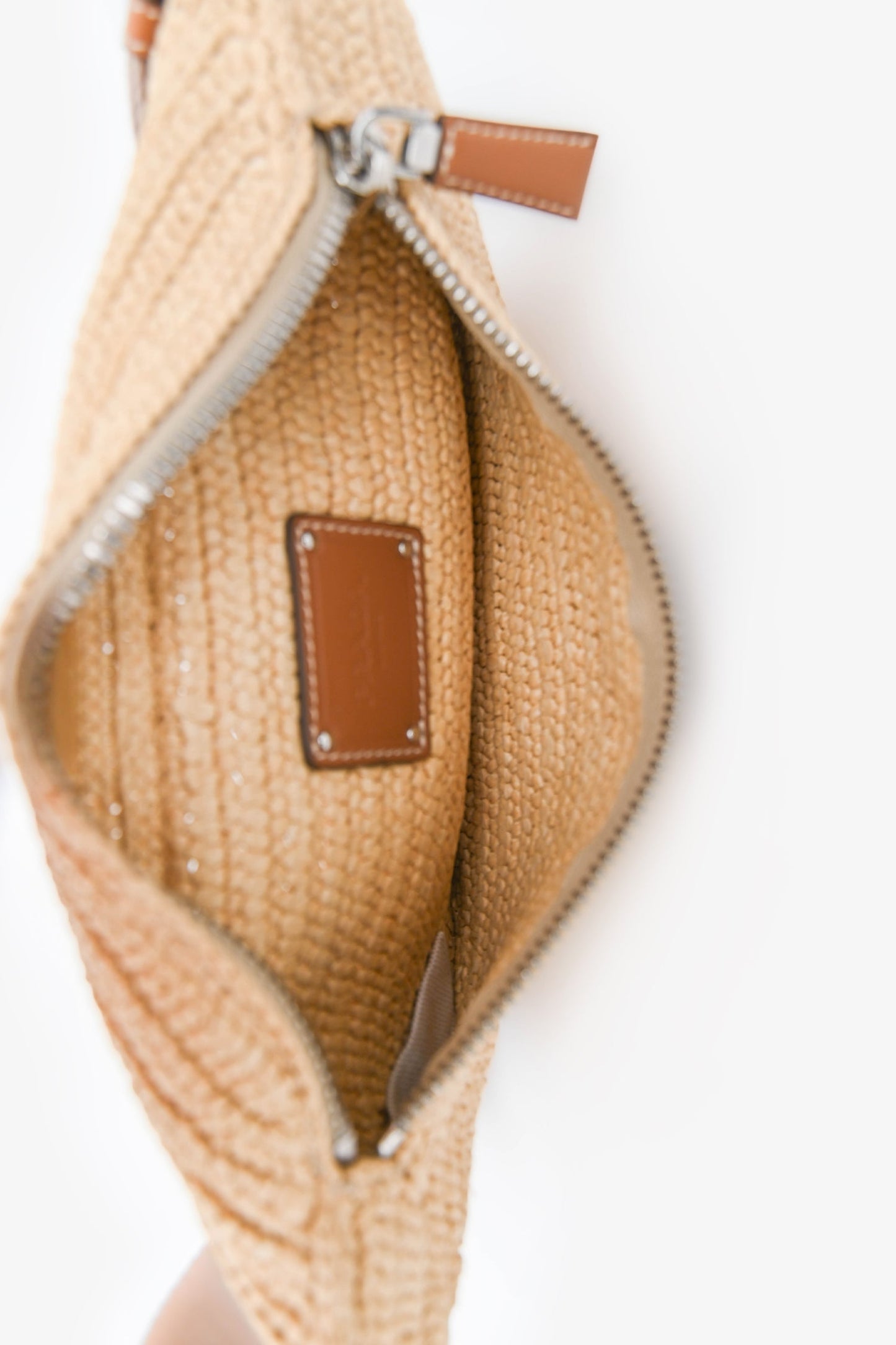Prada Brown Raffia Logo Belt Bag