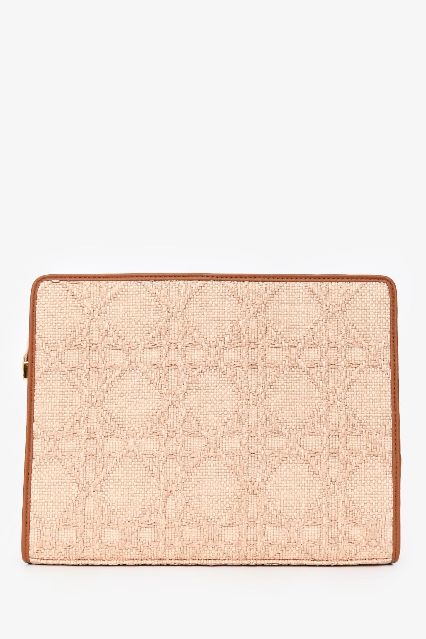Christian Dior Brown Straw Logo Clutch