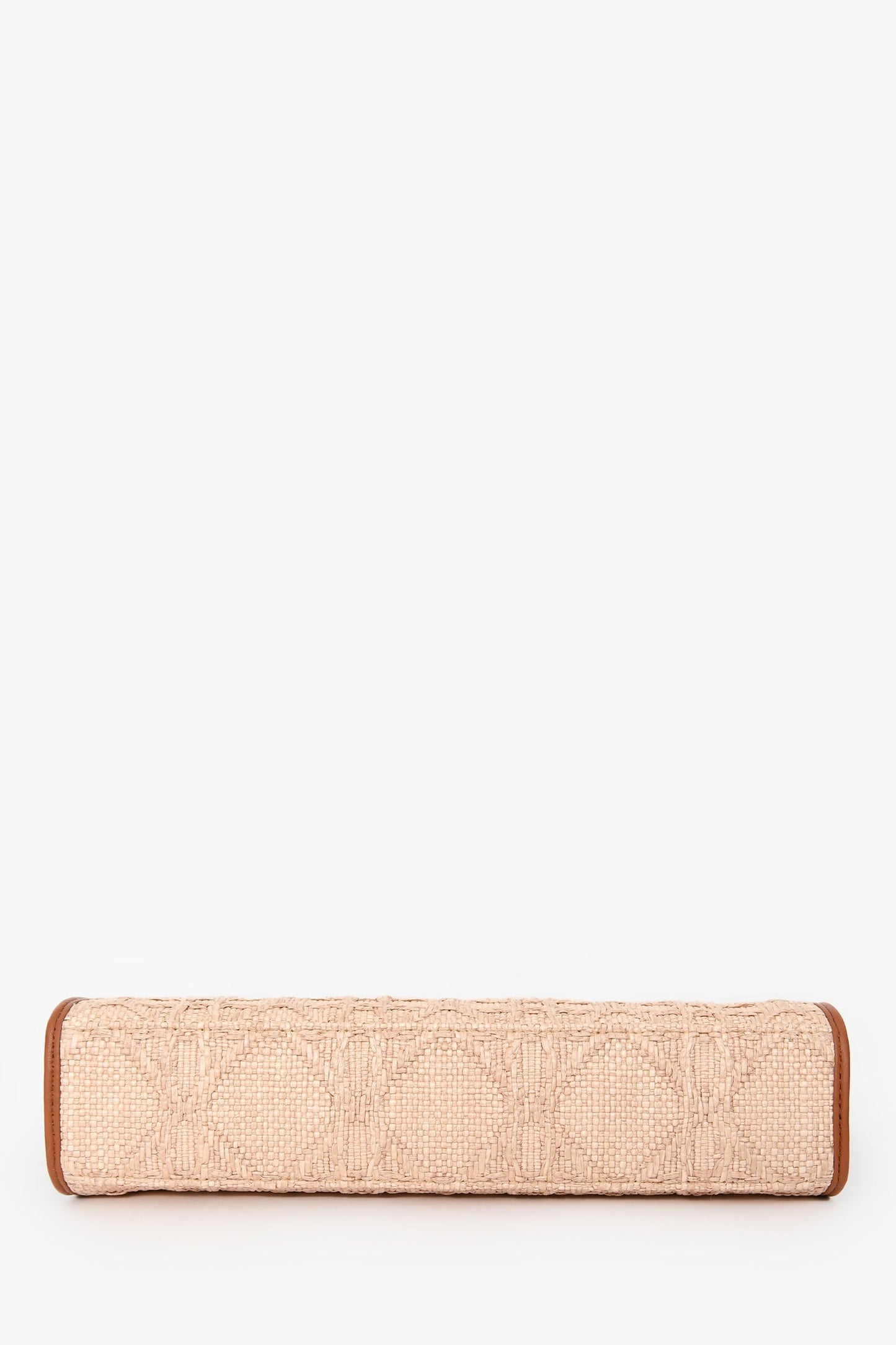 Christian Dior Brown Straw Logo Clutch