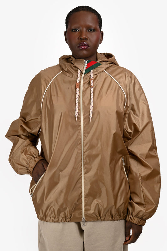 Gucci Brown Hooded Windbreaker Size 52 Mens