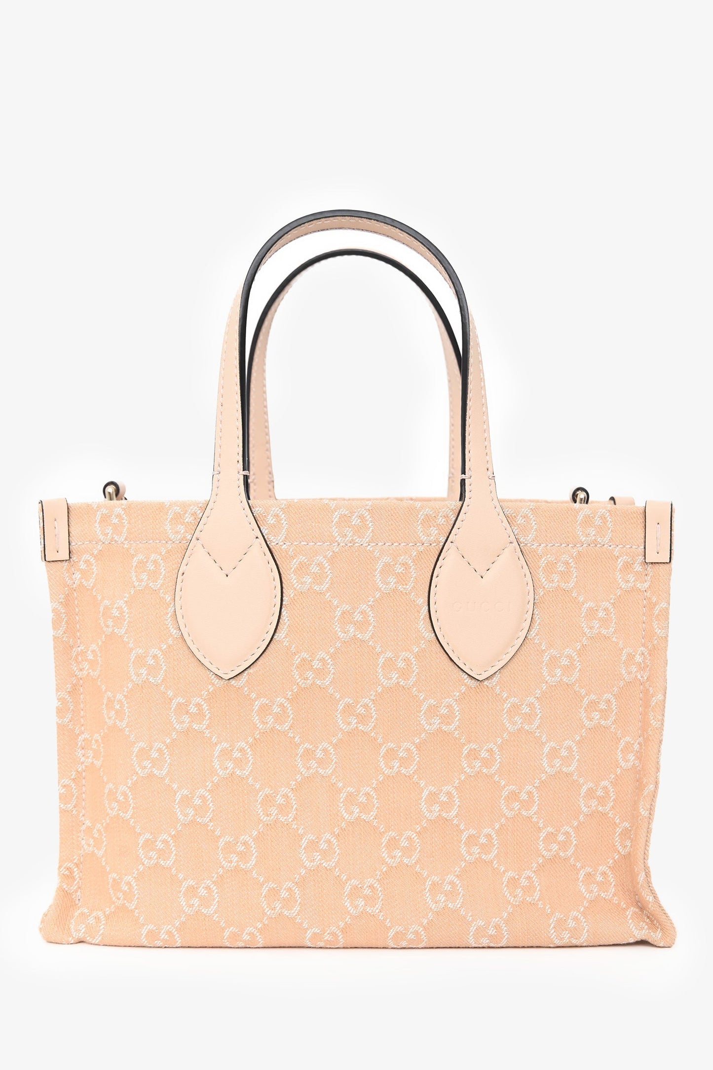 Gucci Beige Monogram Denim Ophidia Medium Shopper Tote with Strap + Pouch