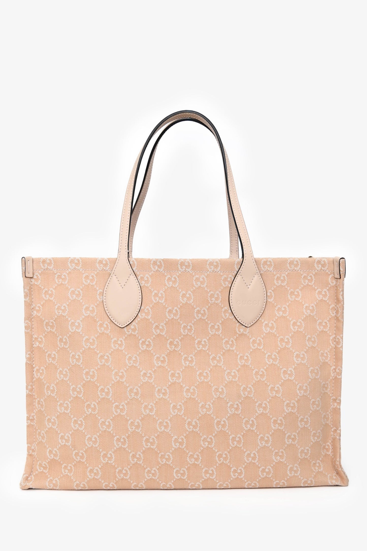 Gucci Beige Monogram Denim Ophidia Large Shopper Tote with Pouch