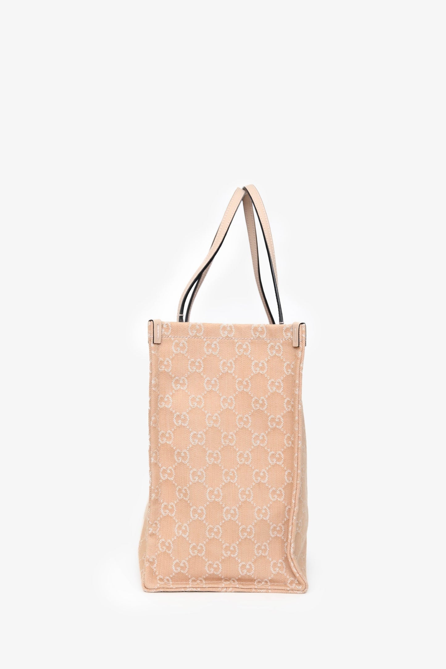 Gucci Beige Monogram Denim Ophidia Large Shopper Tote with Pouch