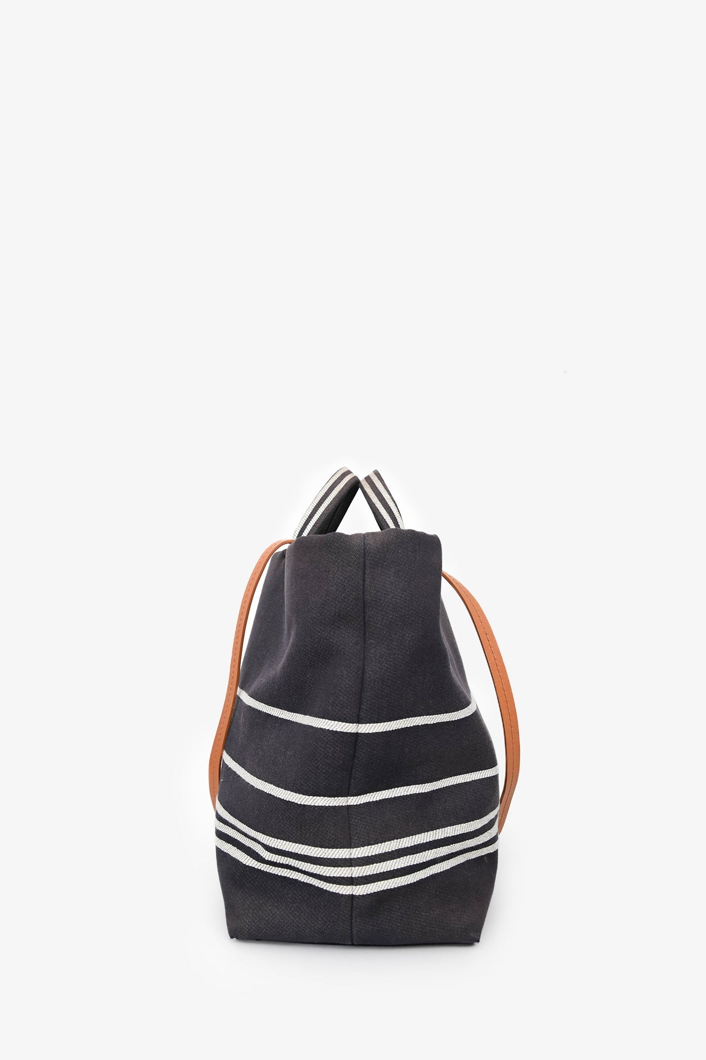 Chanel 2014 Blue/White Striped Denim CC 2 Way Shopper Tote Bag