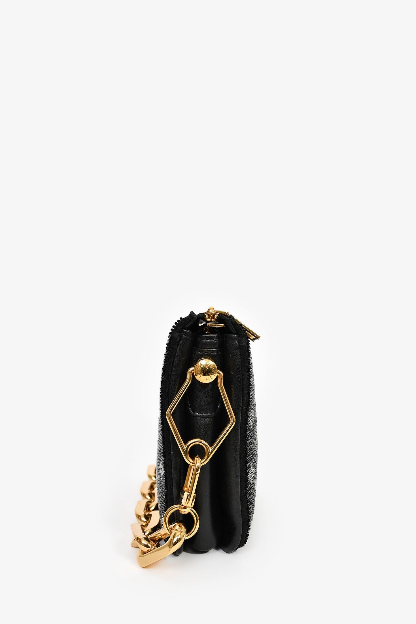 Louis Vuitton Black Satin Beaded Embroidered Monogram Coussin BB
