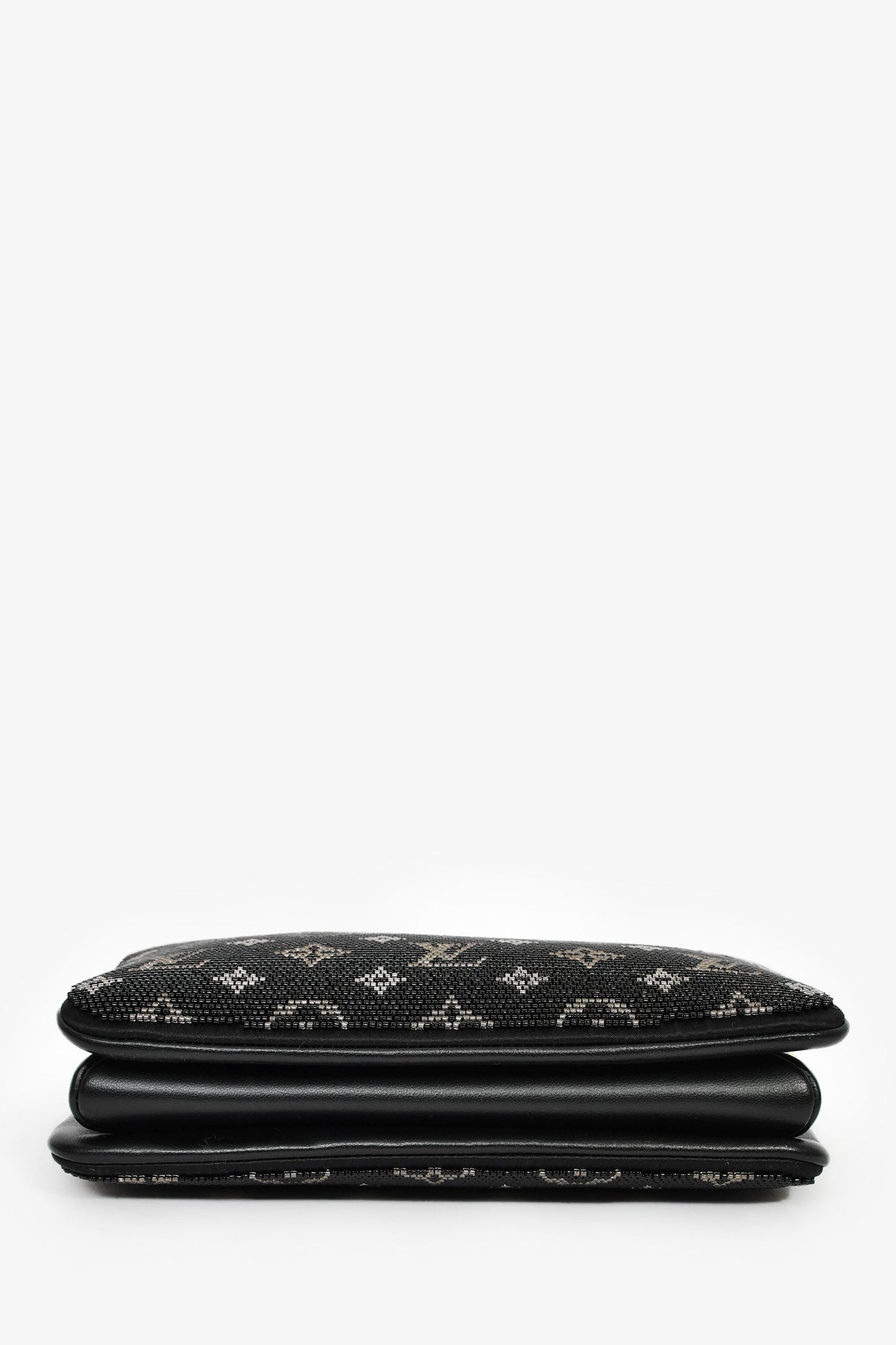 Louis Vuitton Black Satin Beaded Embroidered Monogram Coussin BB