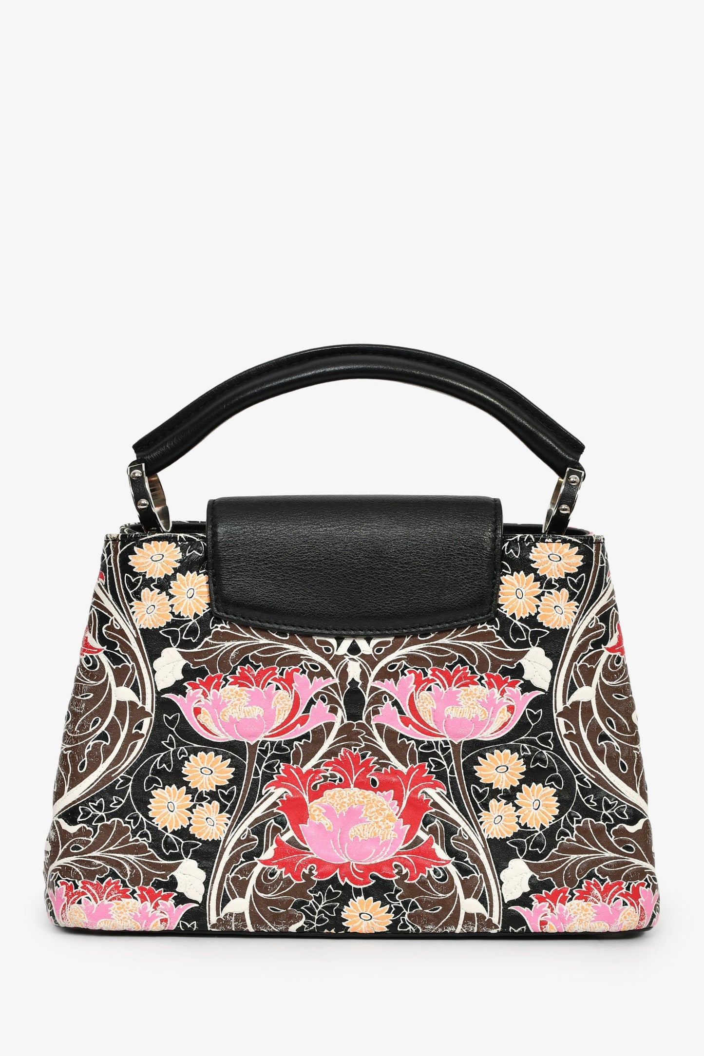 Louis Vuitton 2015 Black/Multicolour Leather Wild Flowers Capucines BB Top Handle Bag with Strap