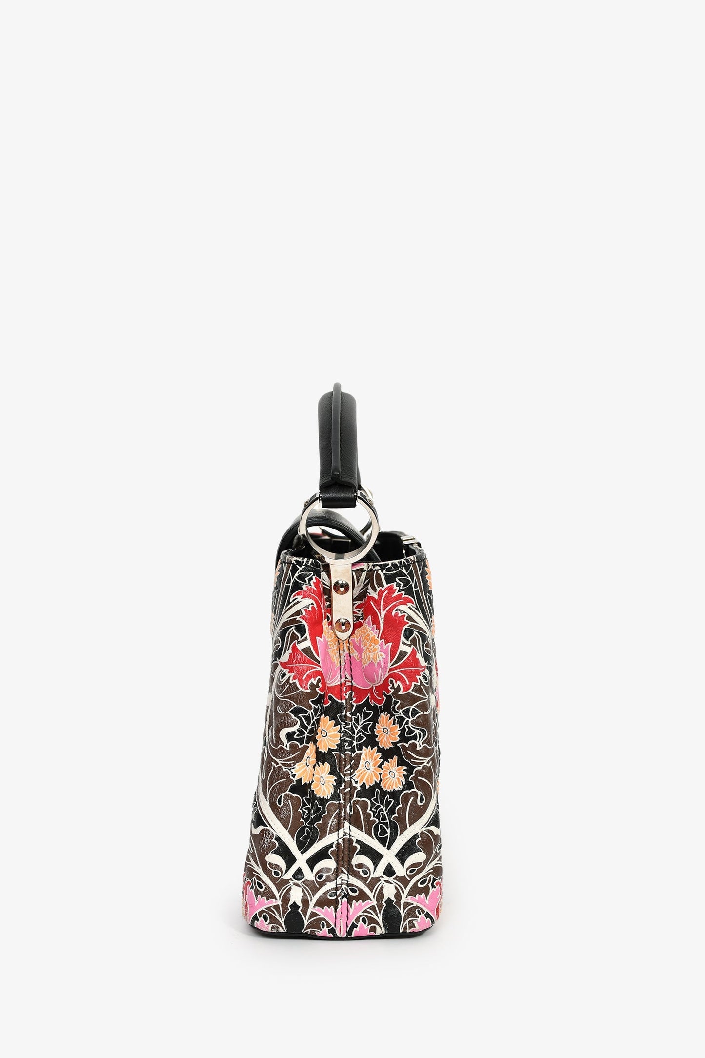 Louis Vuitton 2015 Black/Multicolour Leather Wild Flowers Capucines BB Top Handle Bag with Strap