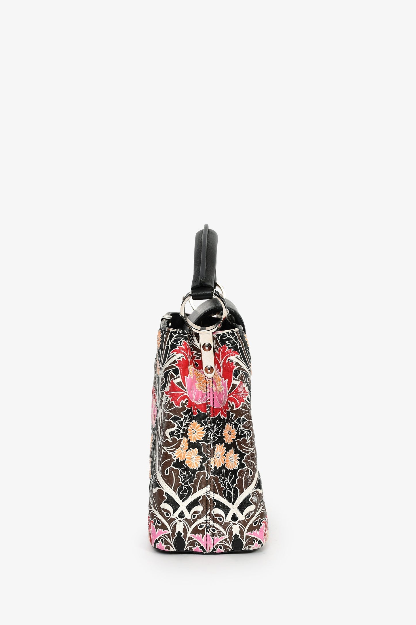 Louis Vuitton 2015 Black/Multicolour Leather Wild Flowers Capucines BB Top Handle Bag with Strap