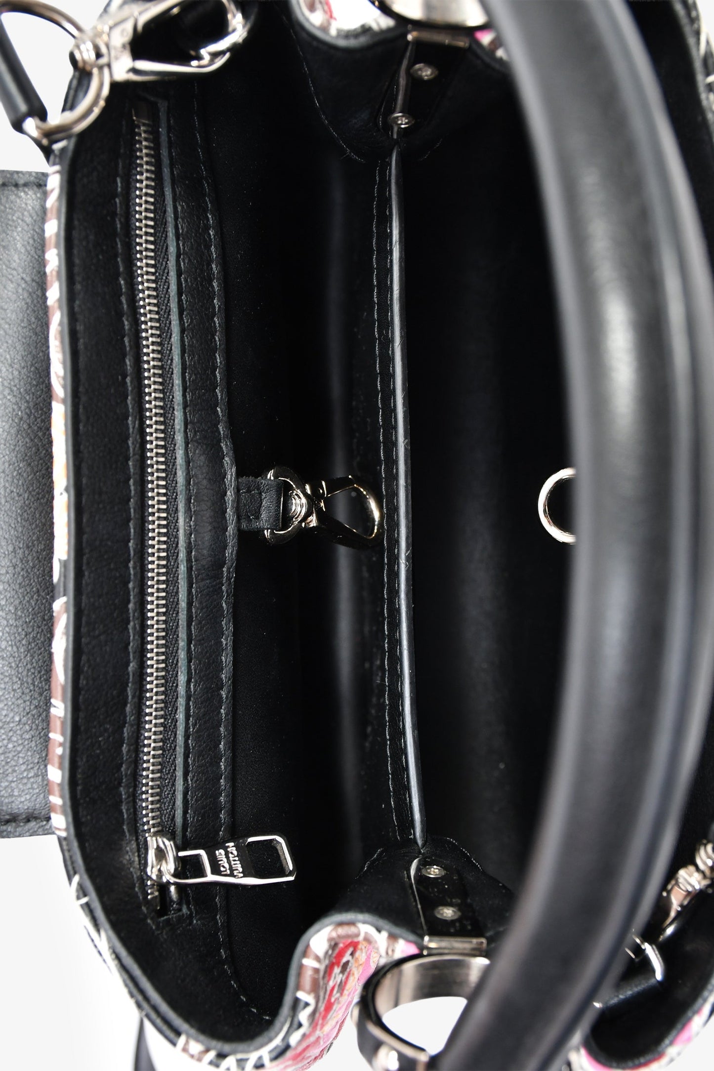Louis Vuitton 2015 Black/Multicolour Leather Wild Flowers Capucines BB Top Handle Bag with Strap