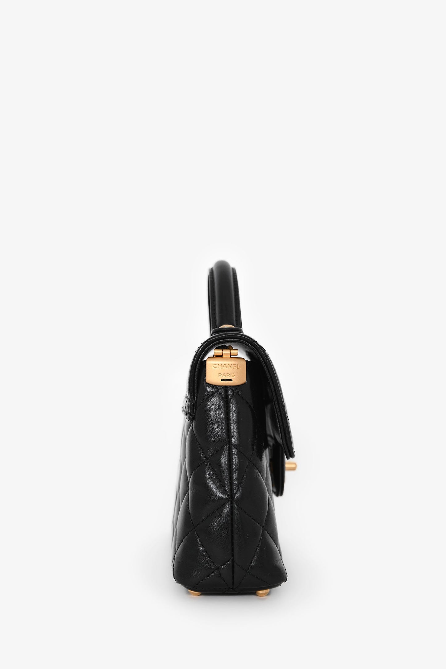 Chanel™ 2025 Black Lambskin Mini Top Handle Chain Bag