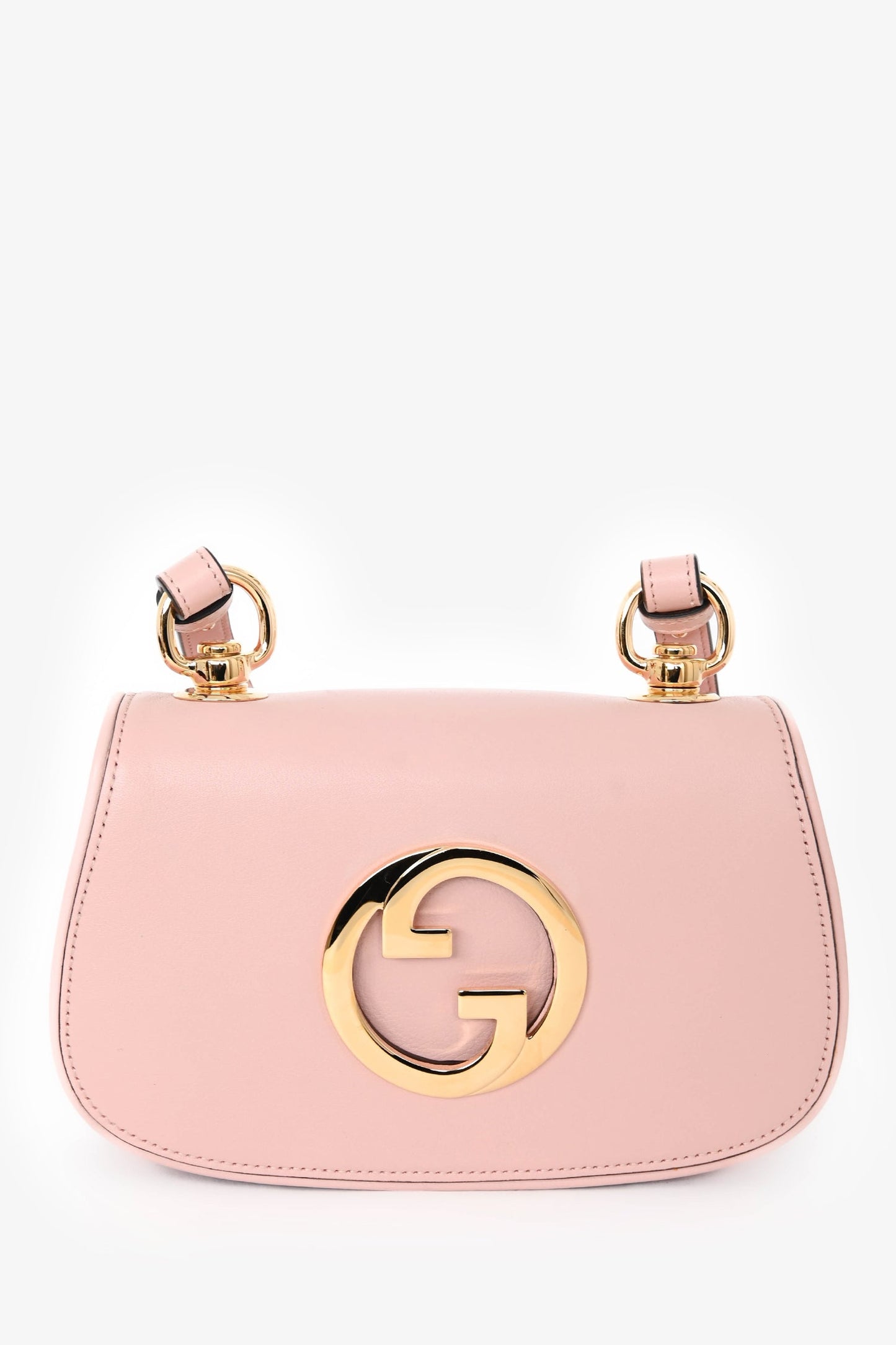 Gucci Pink Leather Mini 'Blondie' Crossbody Bag with Web Canvas Strap