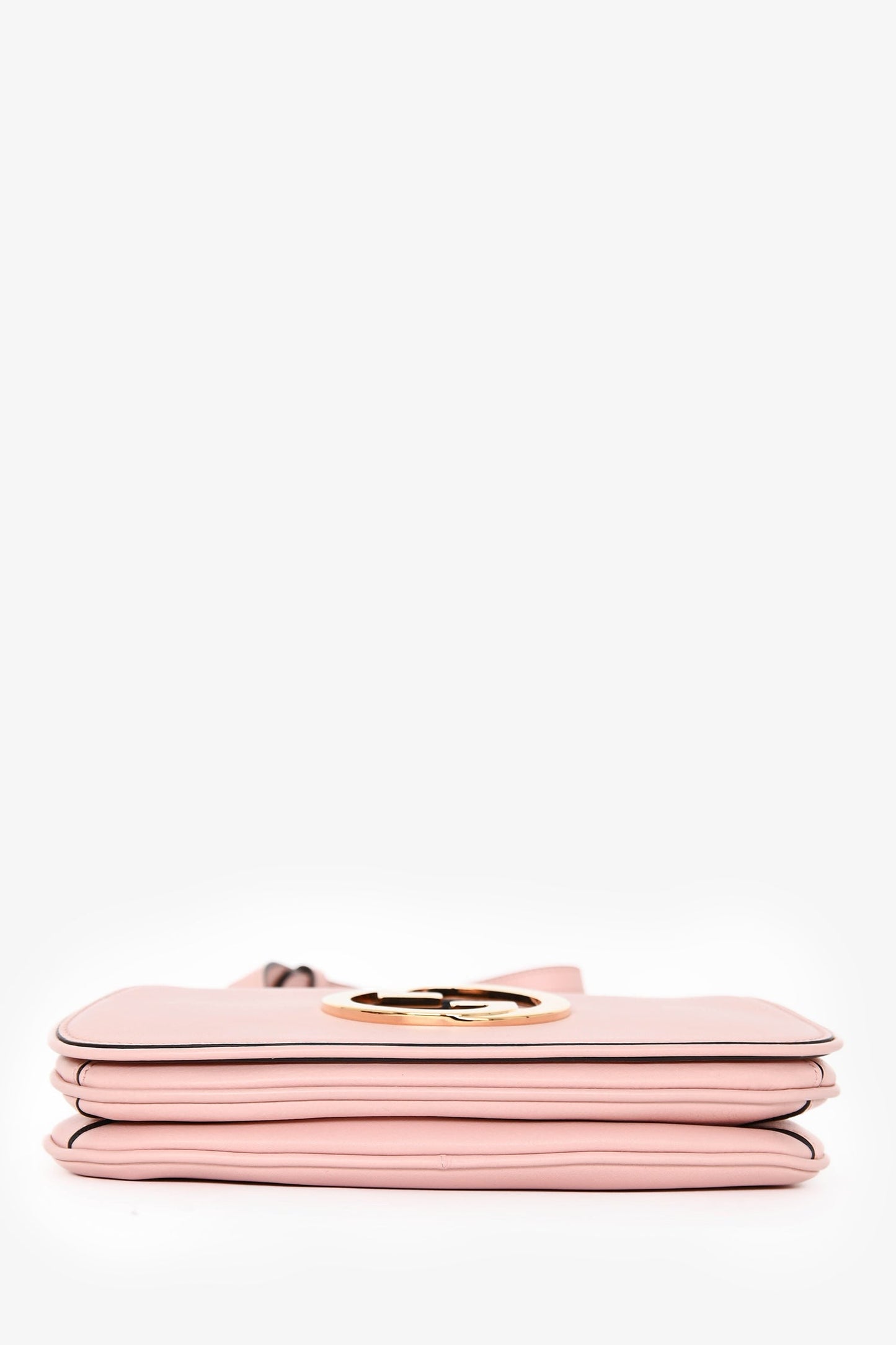 Gucci Pink Leather Mini 'Blondie' Crossbody Bag with Web Canvas Strap
