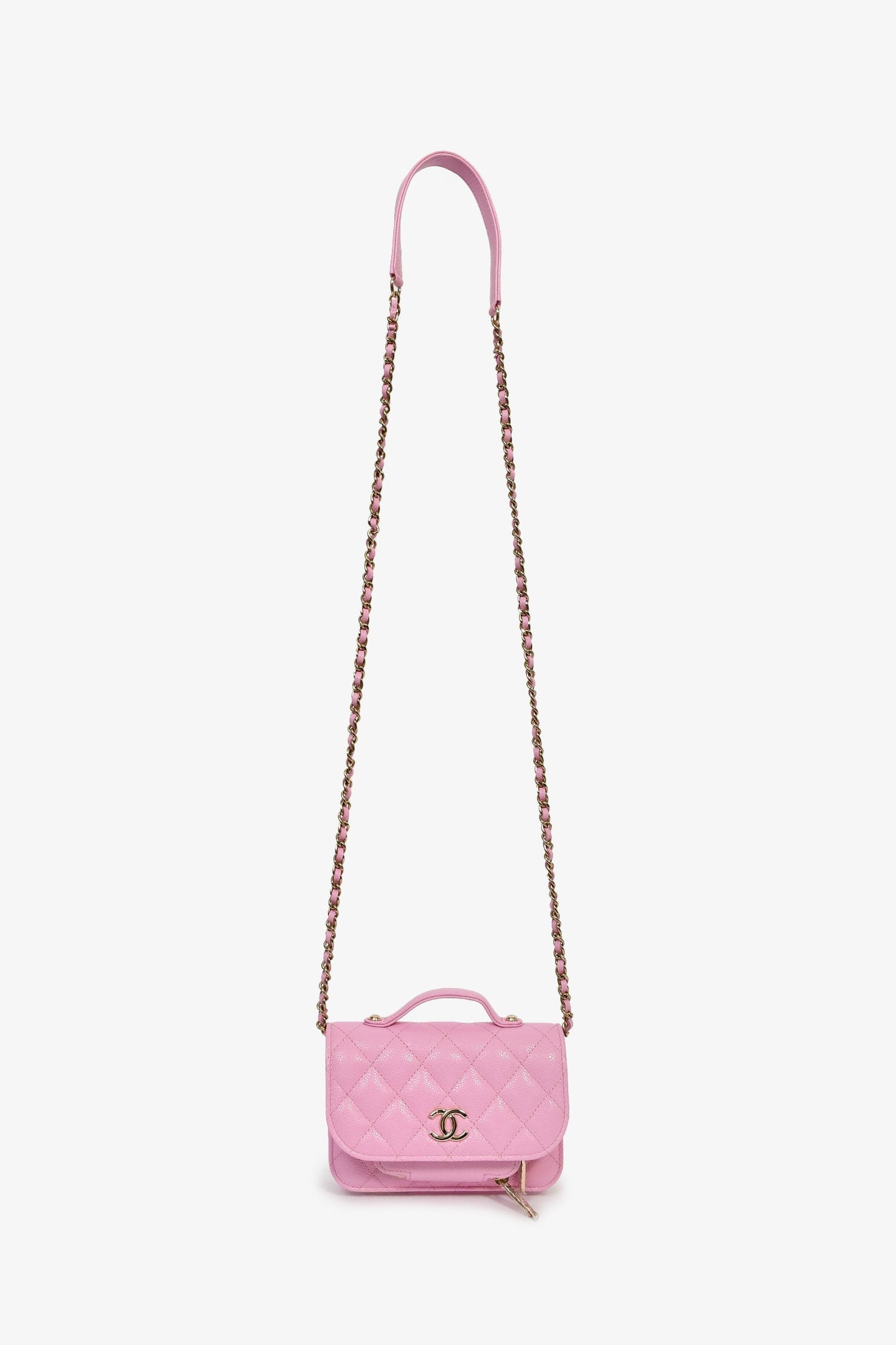 Chanel™ 2022+ Lilac Caviar Leather Business Affinity Clutch On Chain