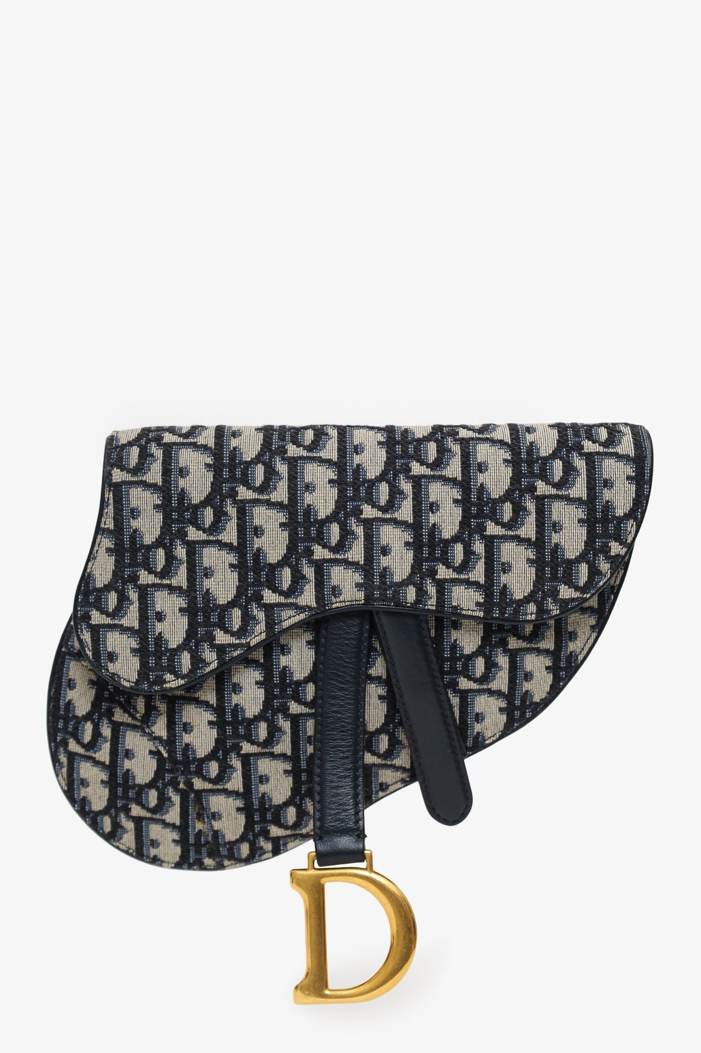 Christian Dior Navy Oblique Canvas Saddle Belt Bag