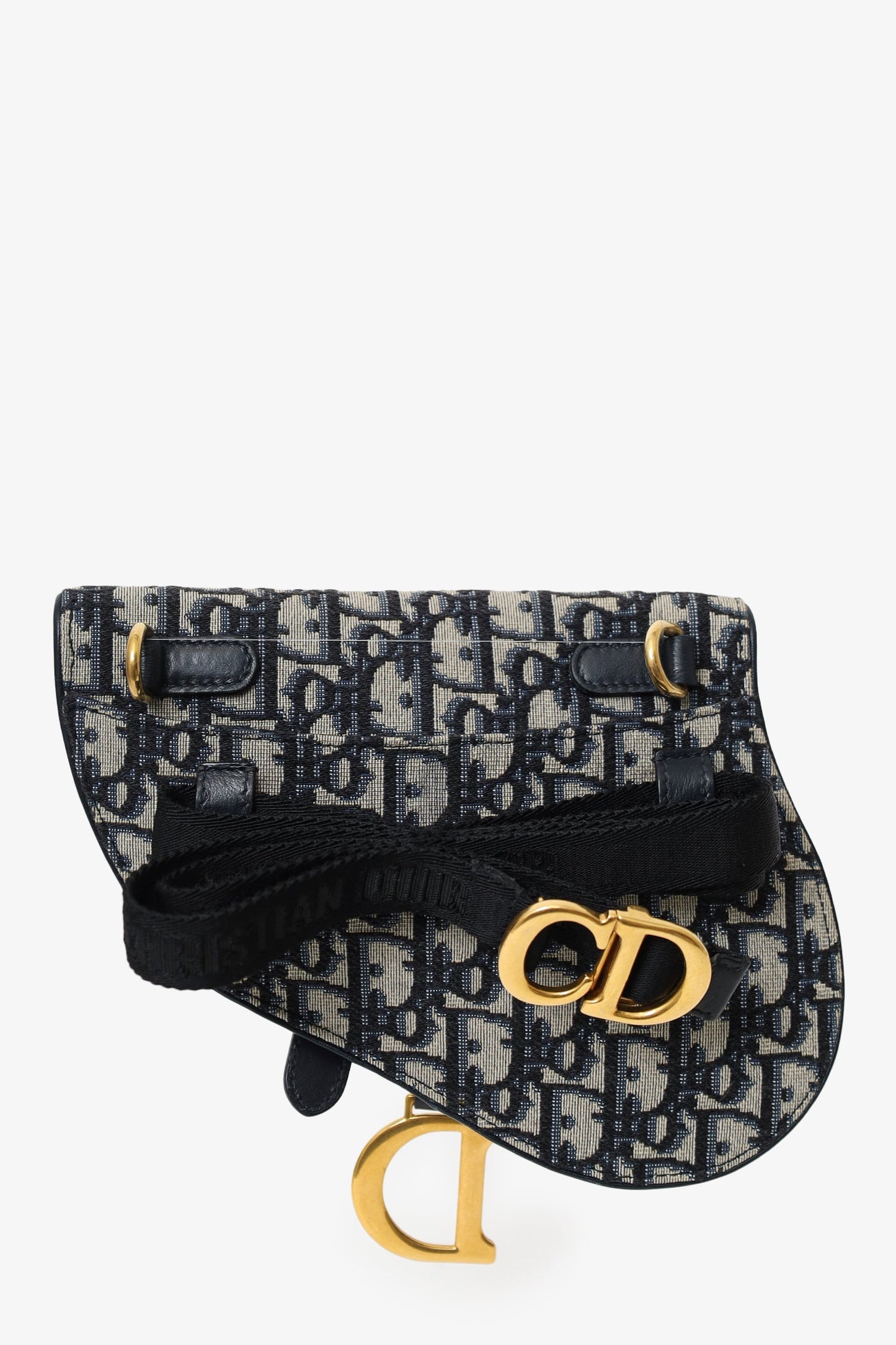Christian Dior Navy Oblique Canvas Saddle Belt Bag