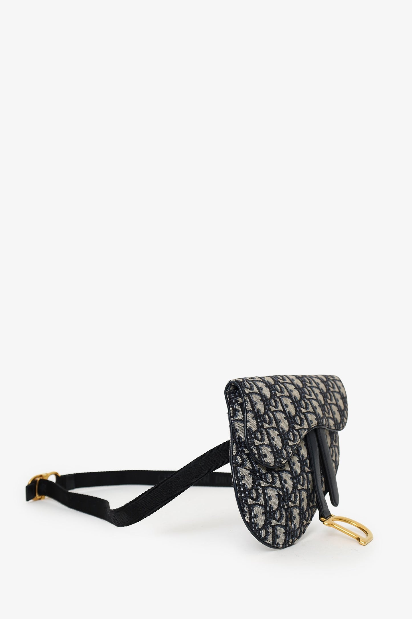 Christian Dior Navy Oblique Canvas Saddle Belt Bag