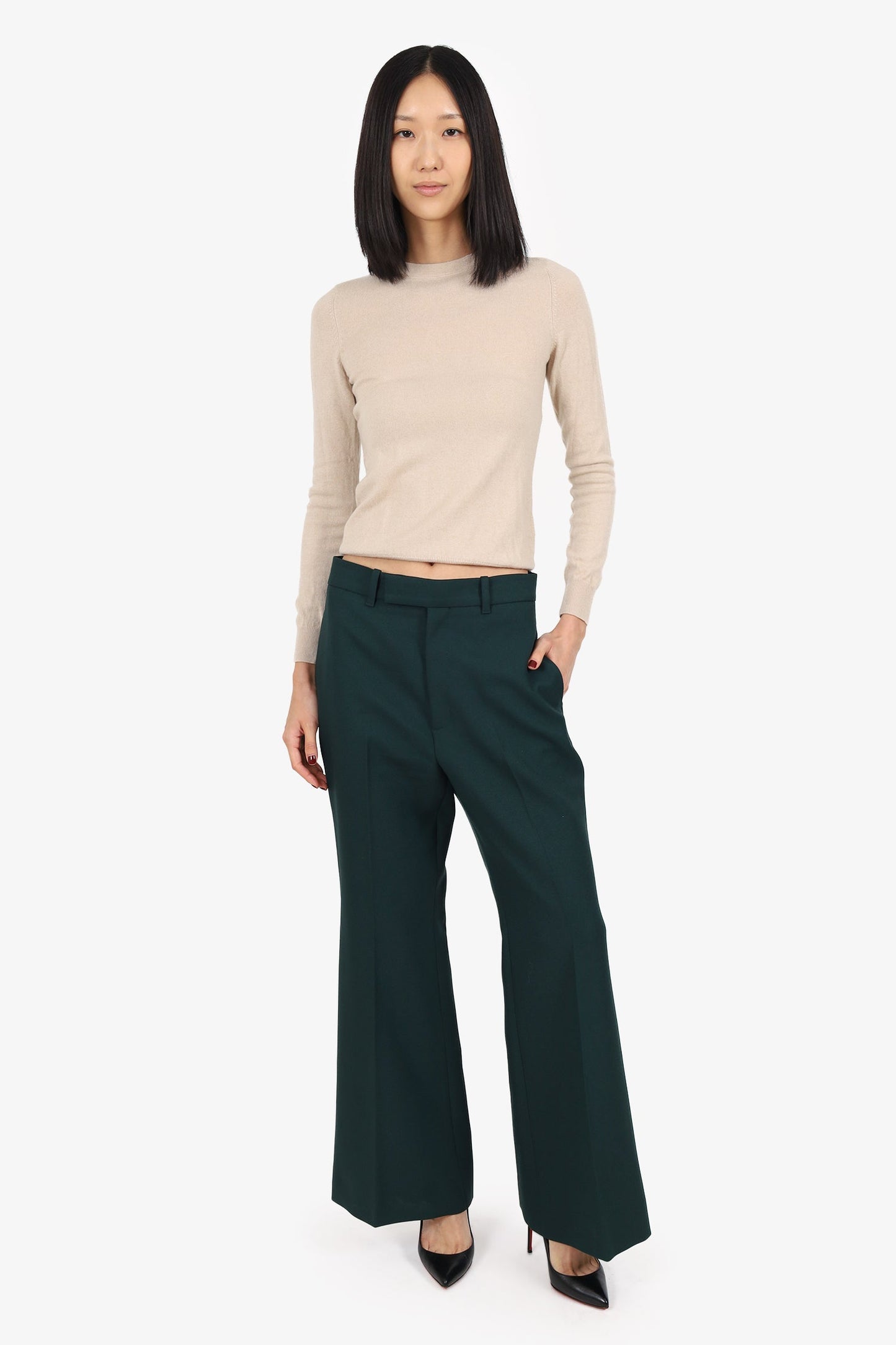 Gucci Dark Green Pleated Tror Pants Size 40