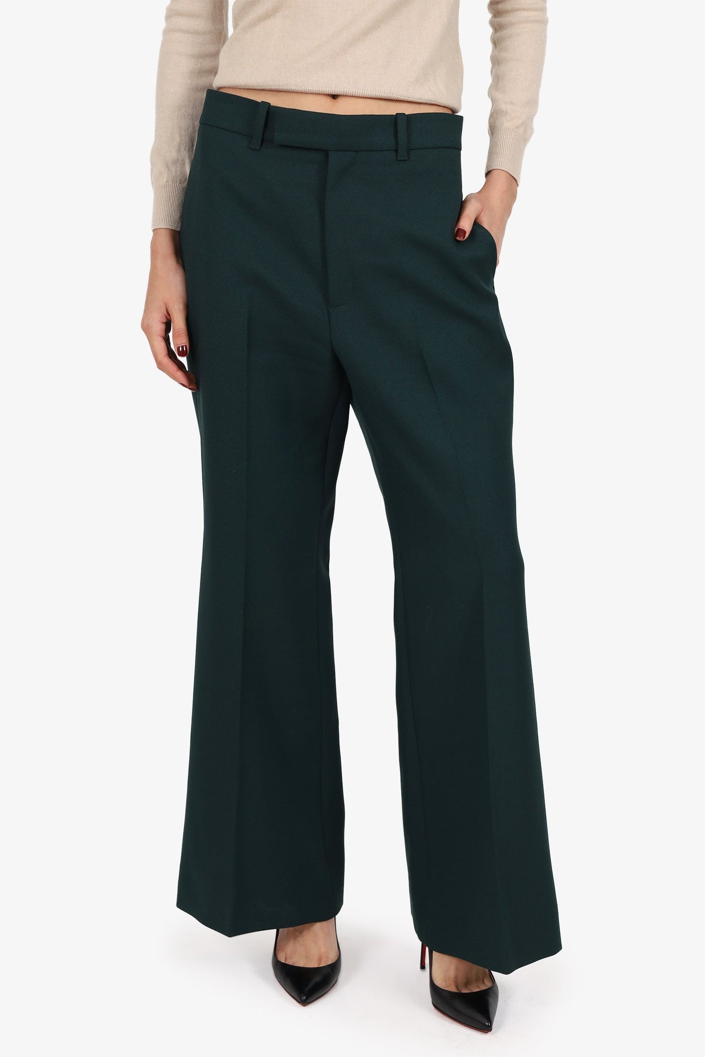 Gucci Dark Green Pleated Tror Pants Size 40