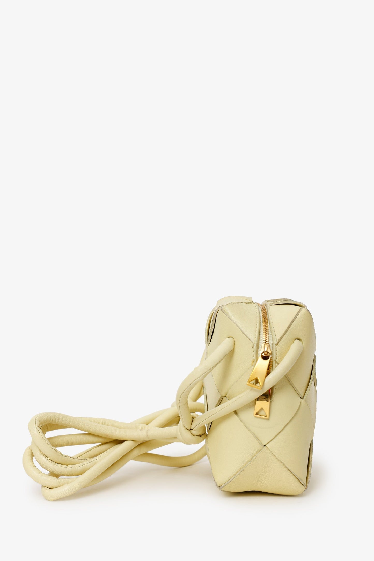 Bottega Veneta Pale Yellow Cassette Camera Crossbody
