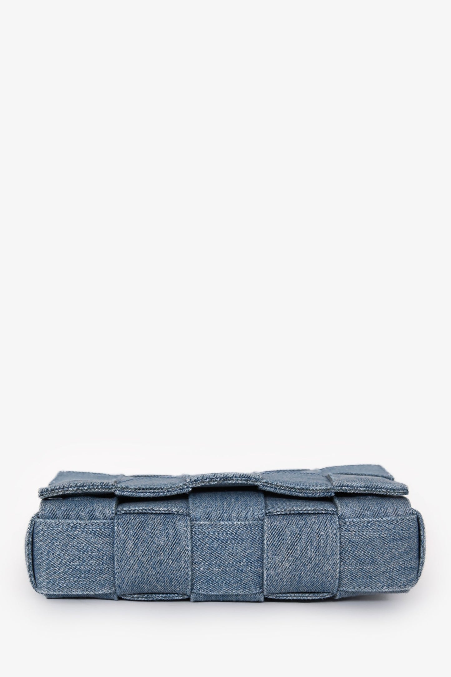 Bottega Veneta Blue Denim Intrecciato Cassette Crossbody Bag