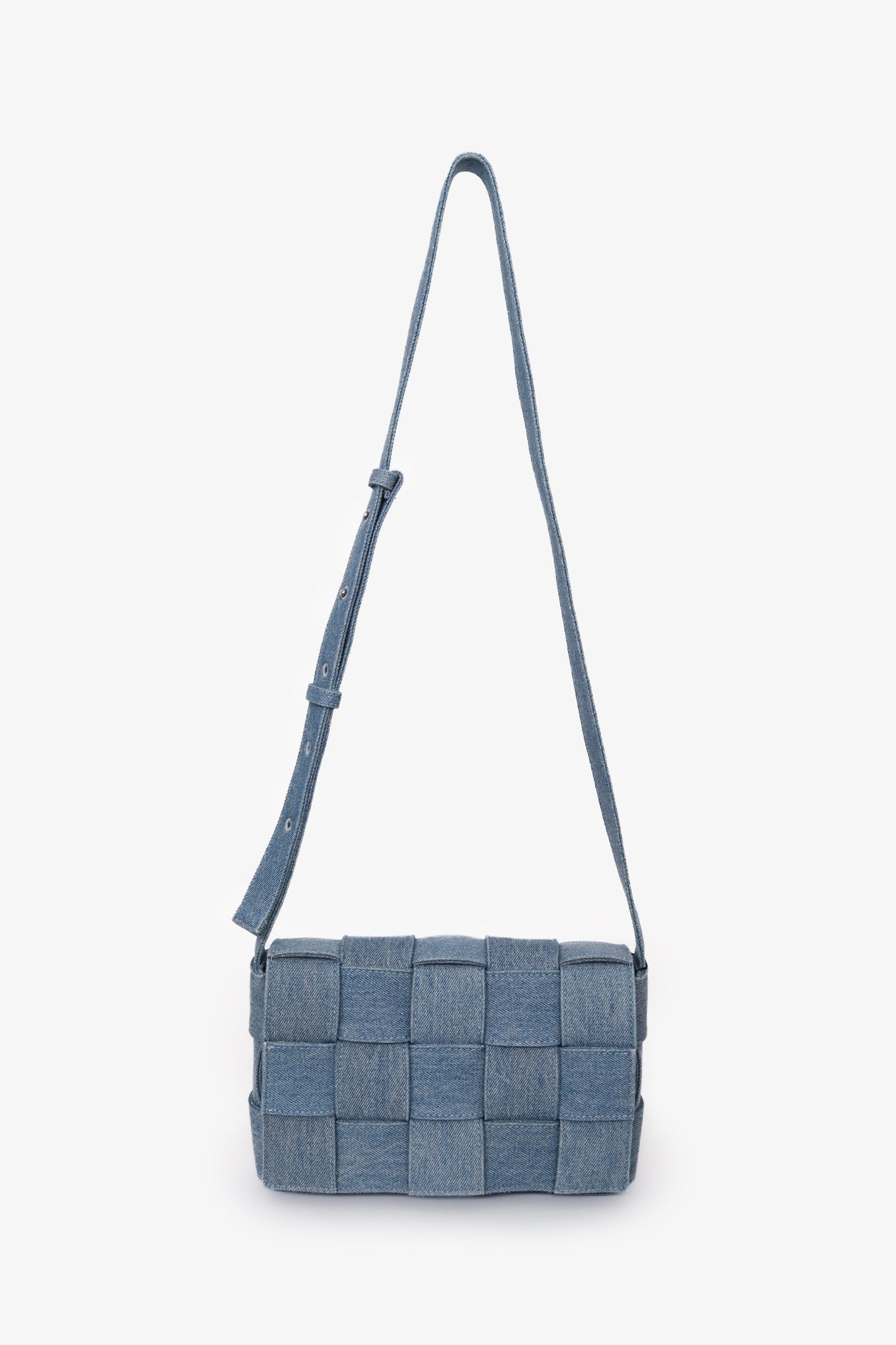 Bottega Veneta Blue Denim Intrecciato Cassette Crossbody Bag