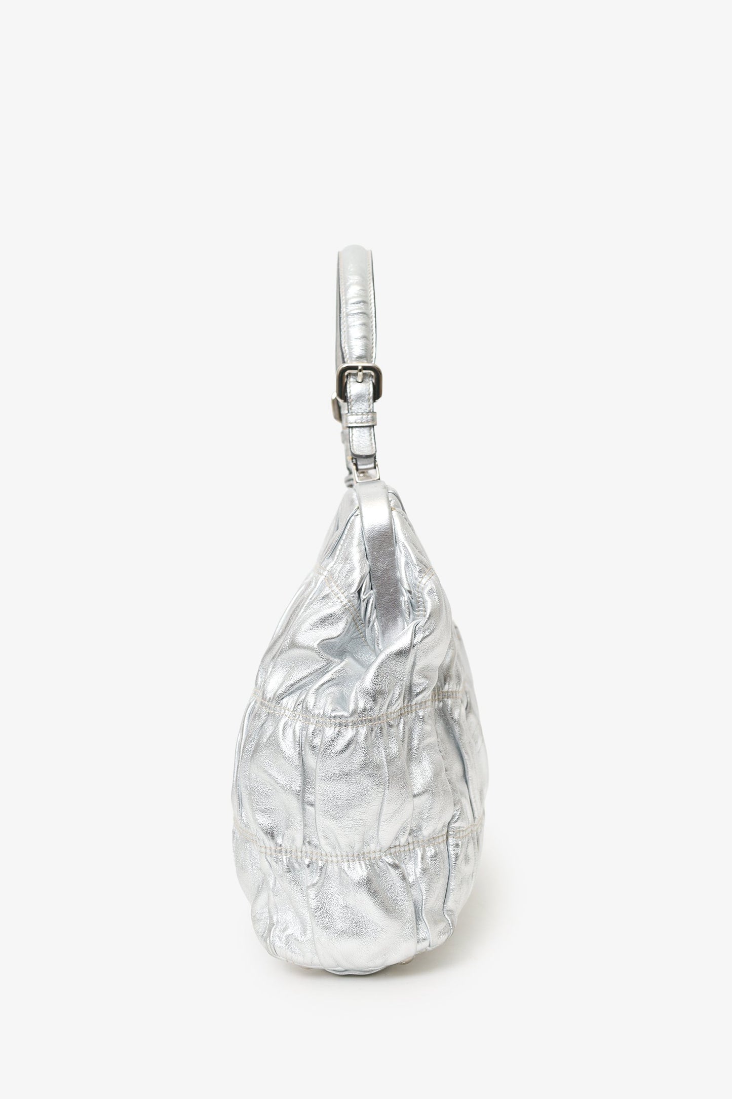 Prada Silver Leather Dressy Gaufre Bag