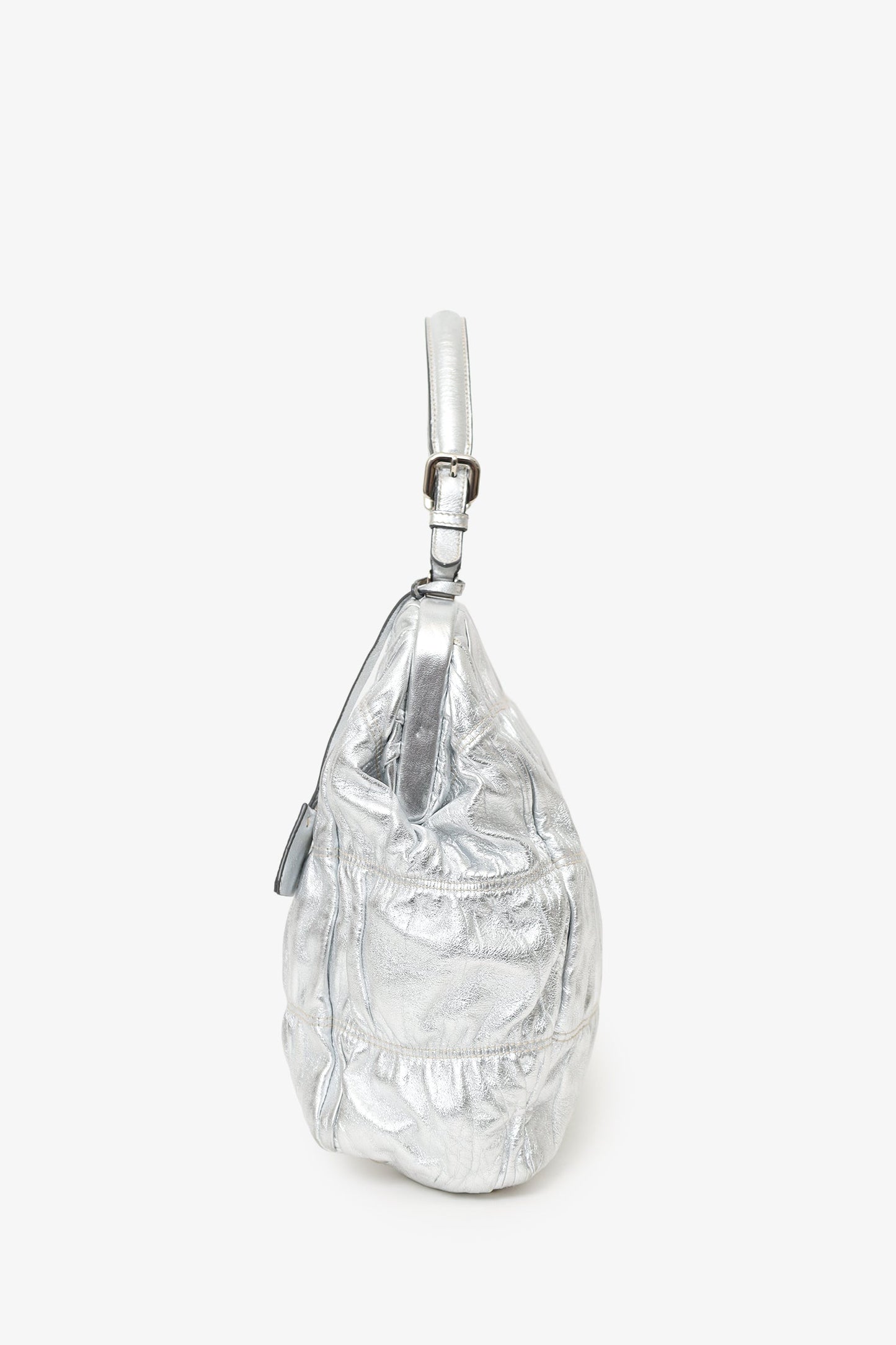 Prada Silver Leather Dressy Gaufre Bag
