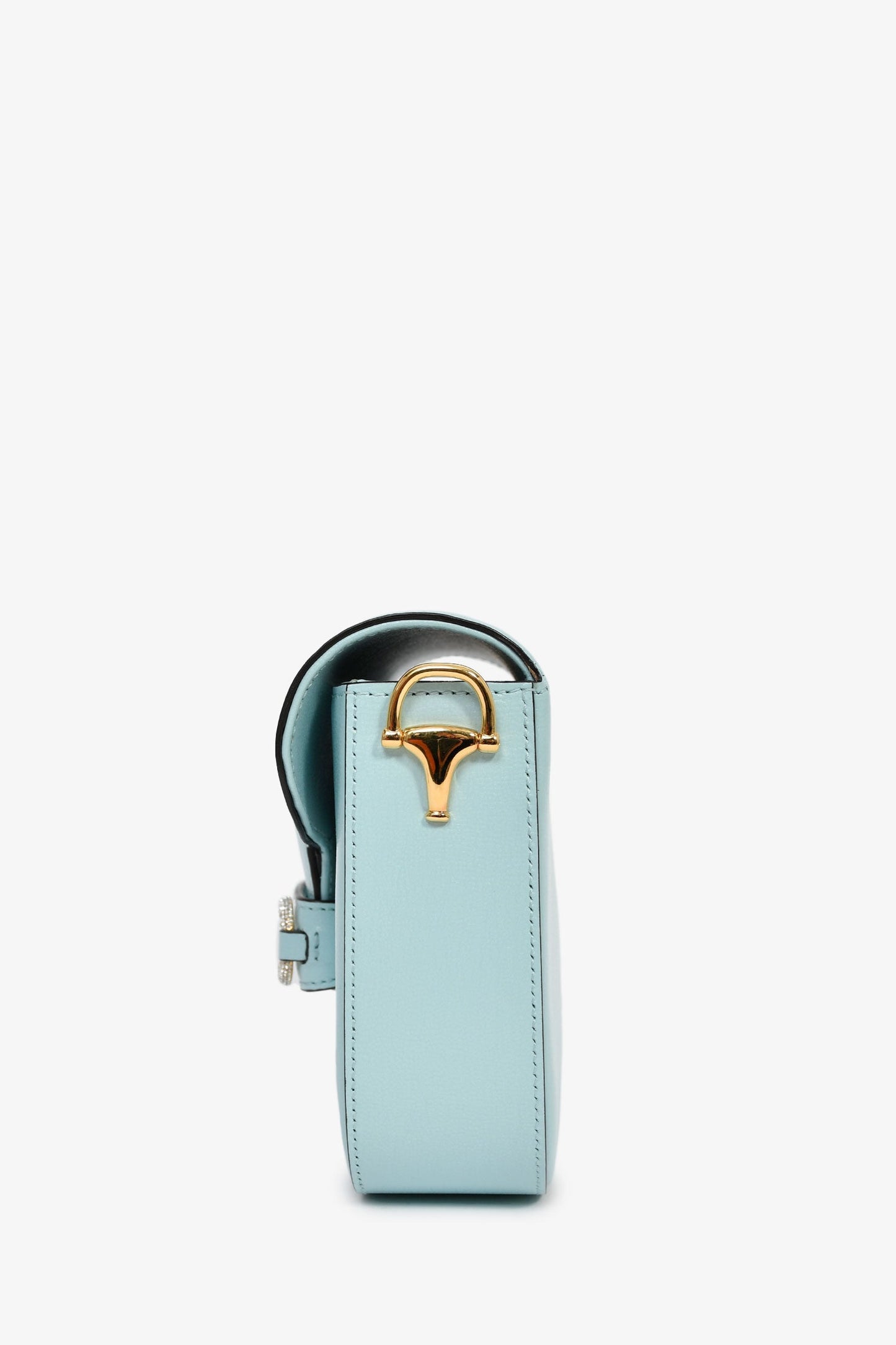 Gucci Blue Leather Crystal Horsebit 1955 Mini Shoulder Bag