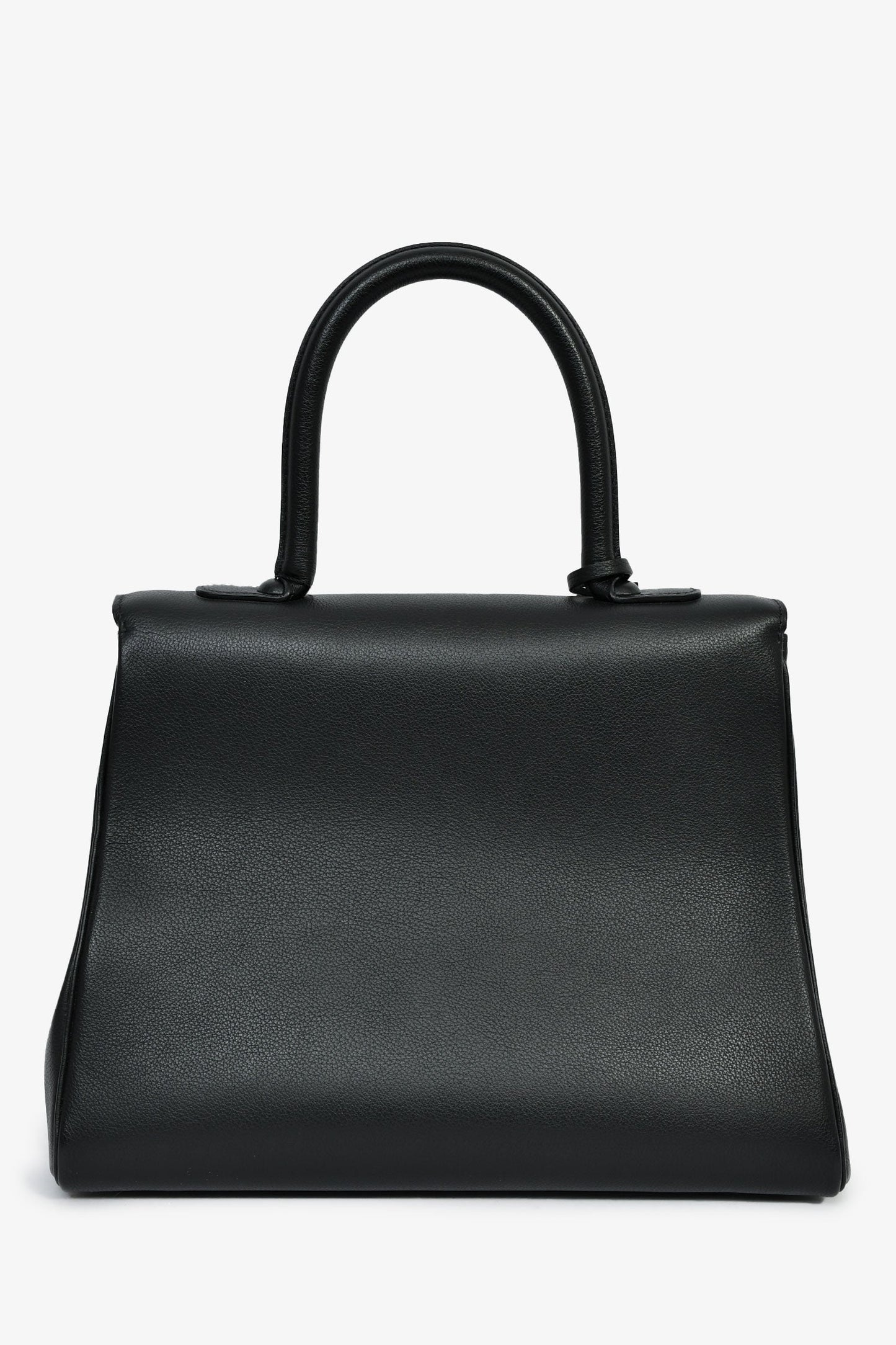 Delvaux Black Leather Brillant MM Top Handle Bag with Strap