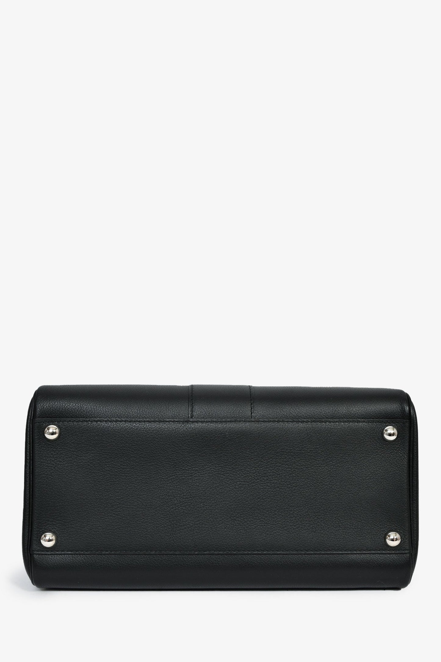 Delvaux Black Leather Brillant MM Top Handle Bag with Strap