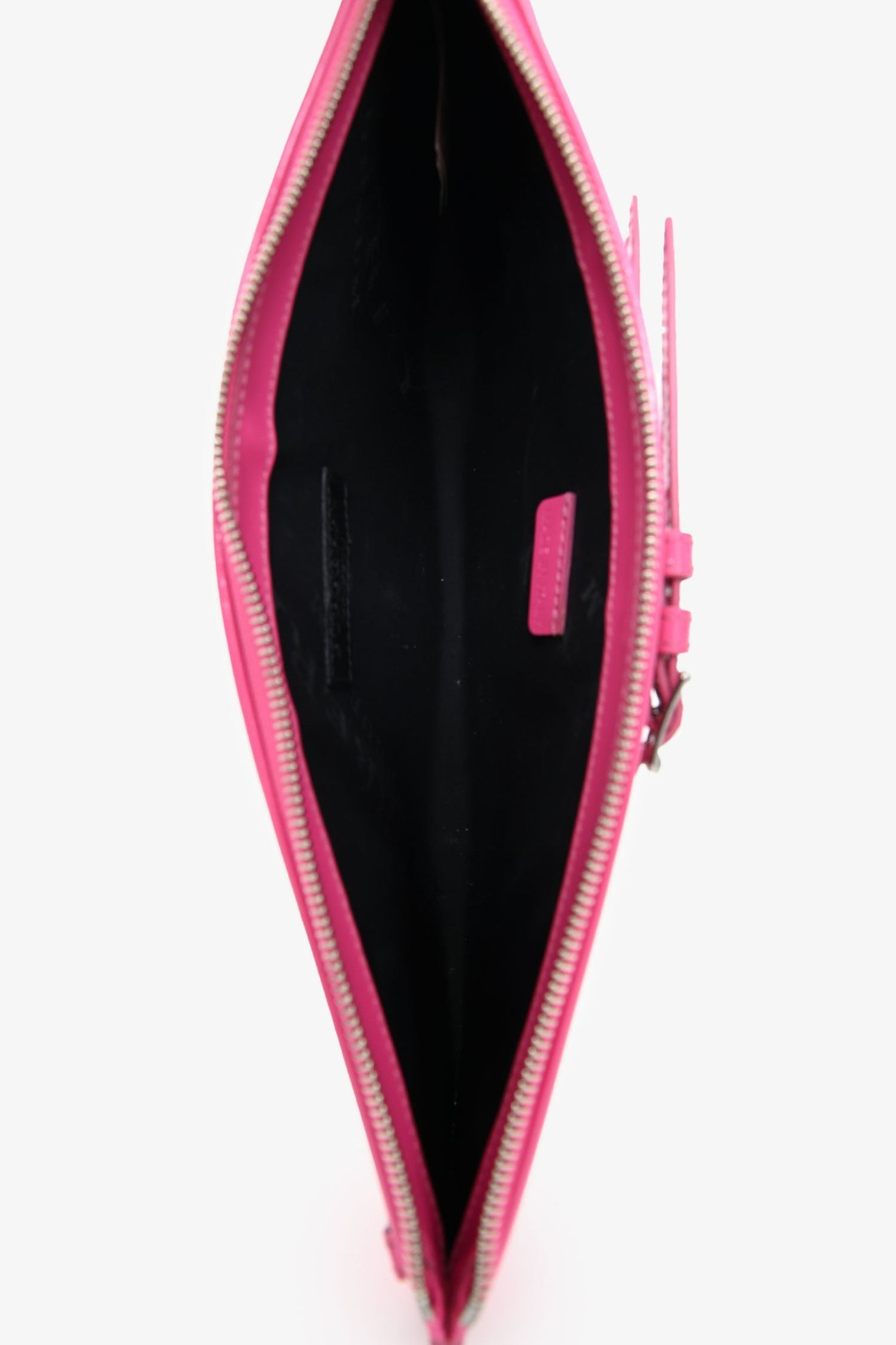 Burberry Prorsum Hot Pink Patent Buckle Detail 'Bridle' Long Zip Clutch with Strap