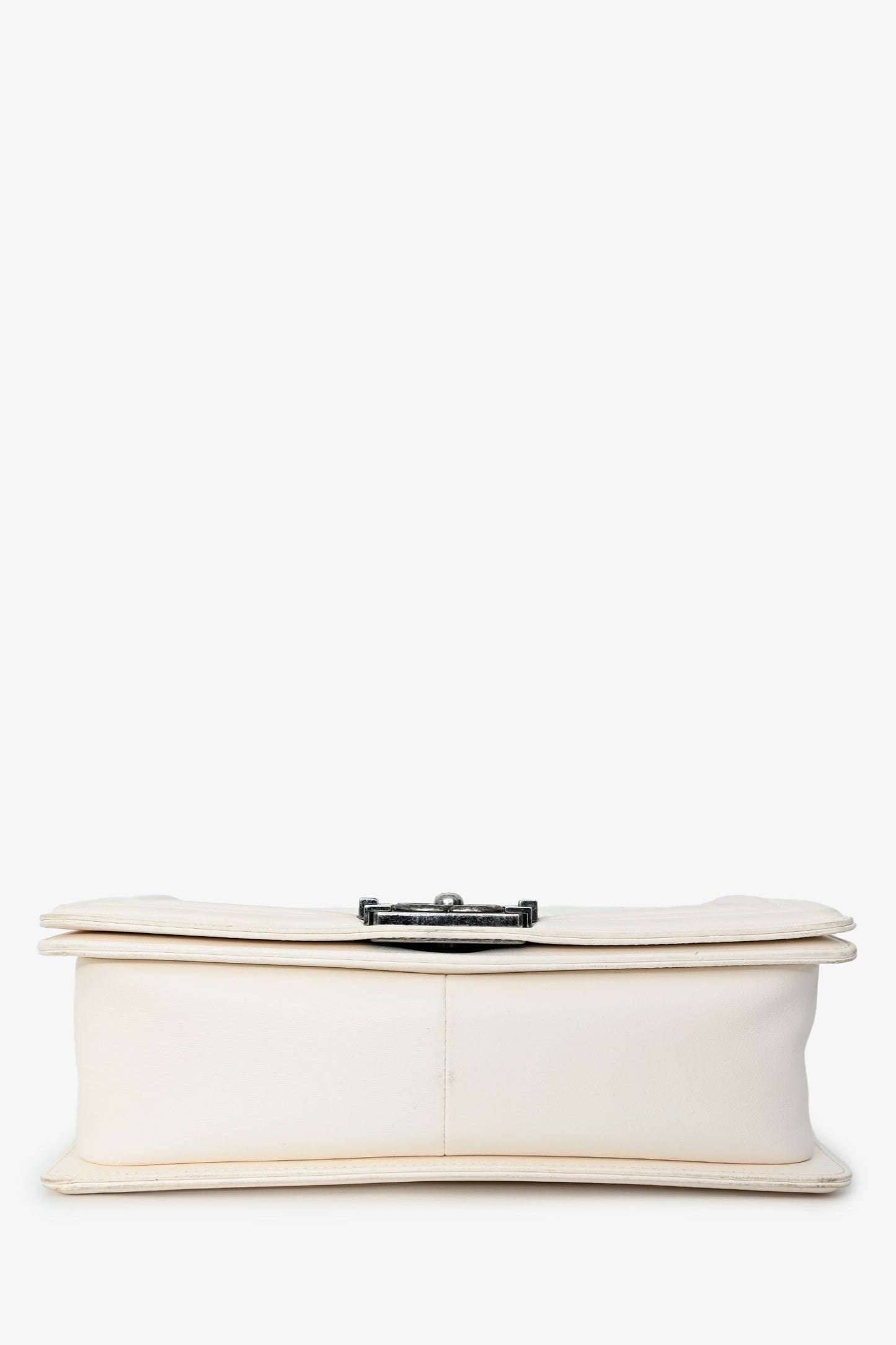 Chanel™ 2015-16 White Quilted Lambskin Leather Old Medium Boy Bag