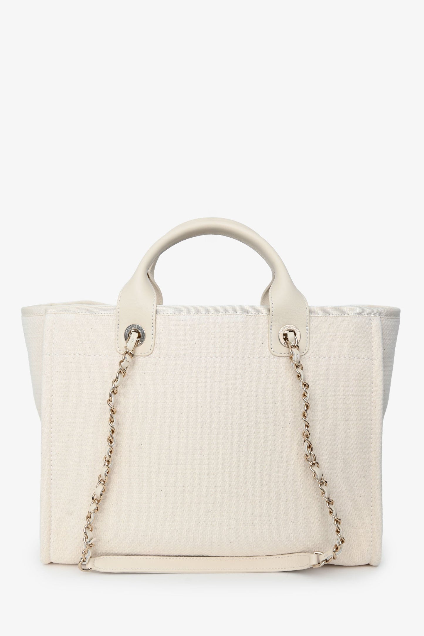 Chanel™ Beige Canvas Small Deauville Shopping Tote with Pouch