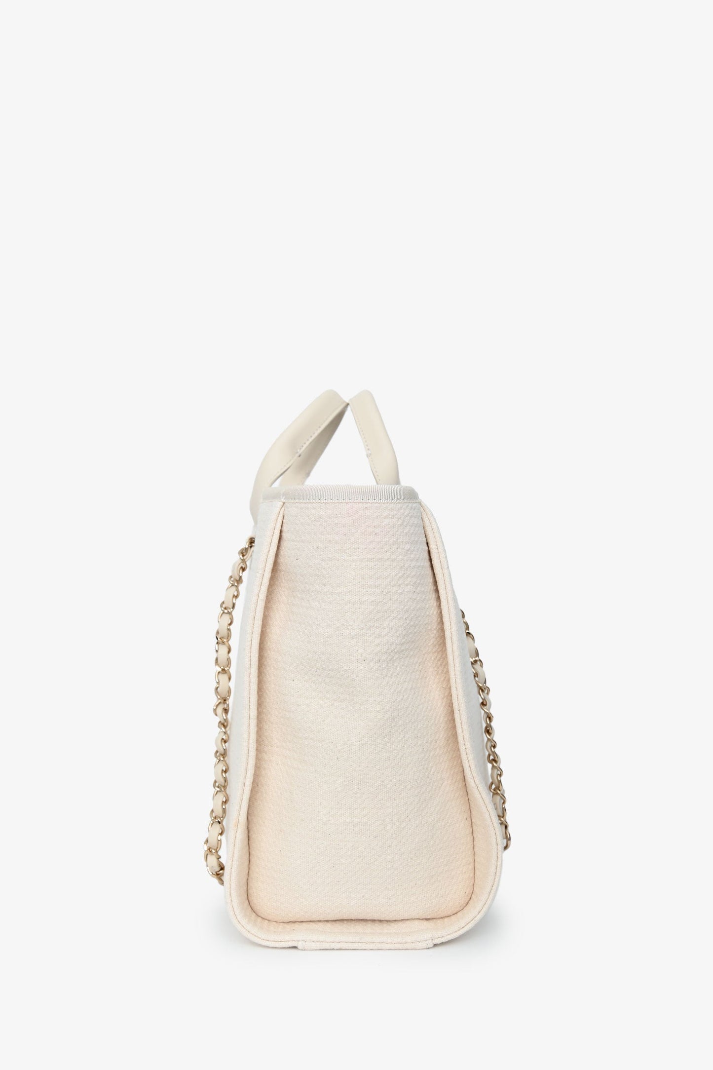 Chanel™ Beige Canvas Small Deauville Shopping Tote with Pouch