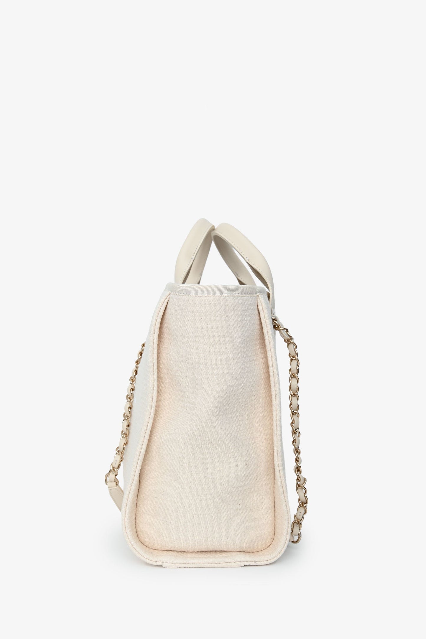 Chanel™ Beige Canvas Small Deauville Shopping Tote with Pouch