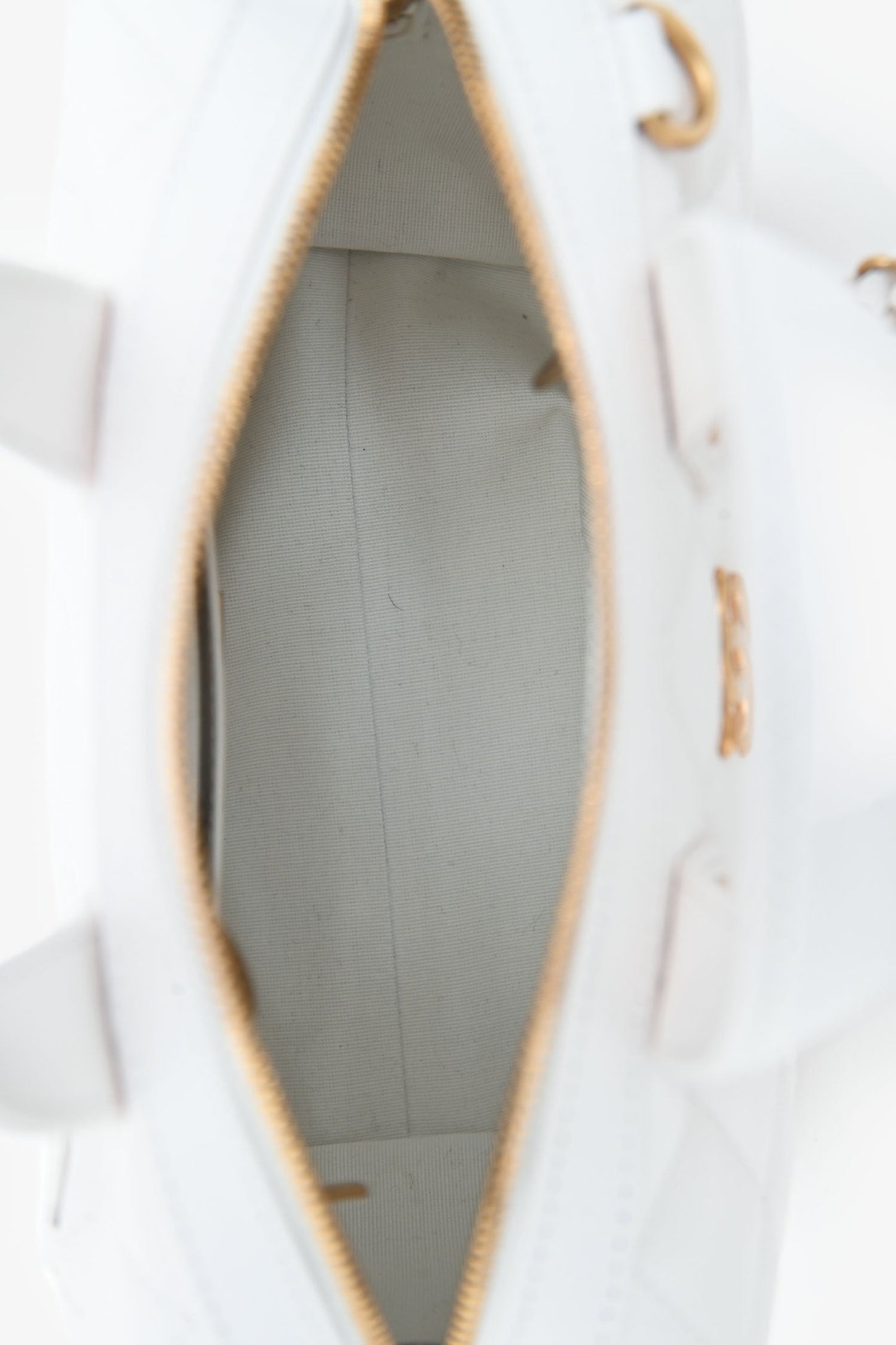 Chanel™ White Caviar Leather Bowling Bag with Gold Hardware