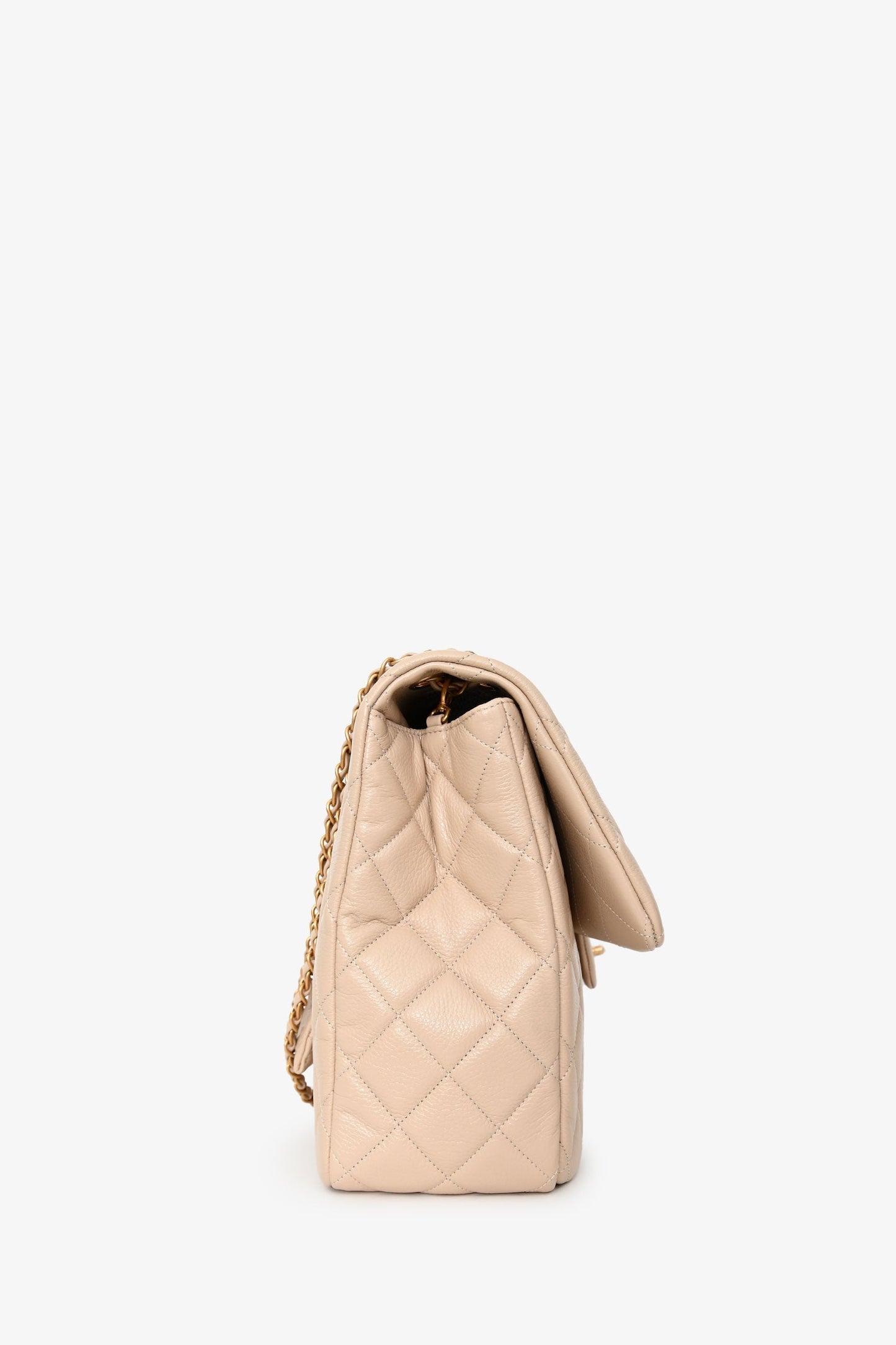 Chanel™ Beige Calfskin Leather Airline XXL Single Flap Bag
