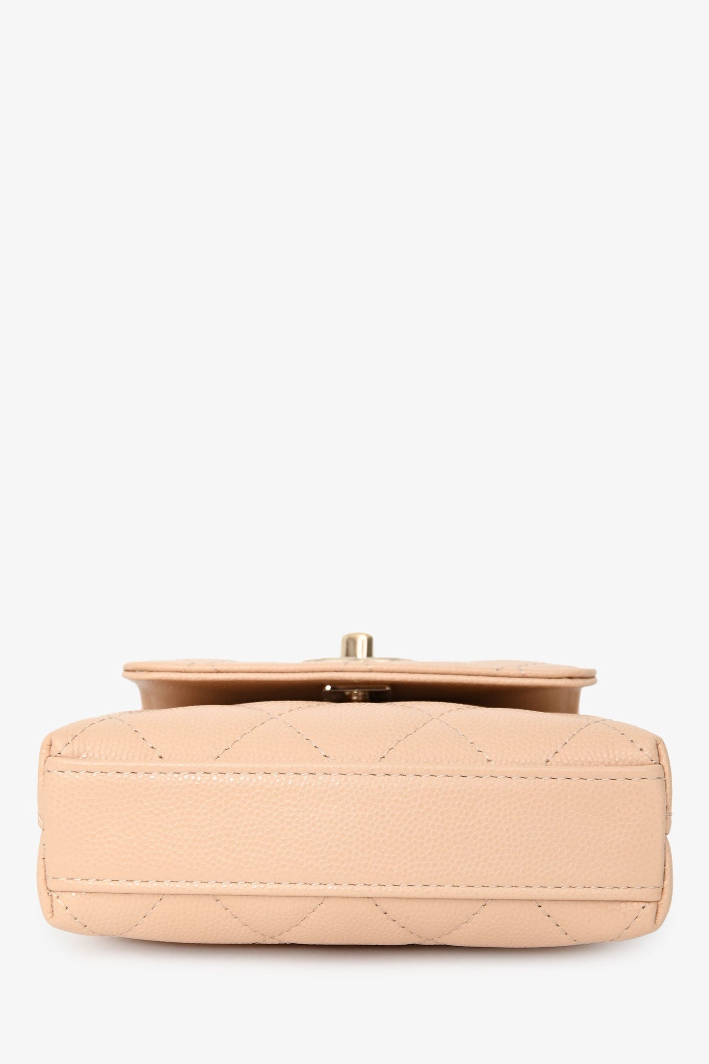 Chanel™ Beige Caviar Leather Micro Coco Top Handle Bag with Chain