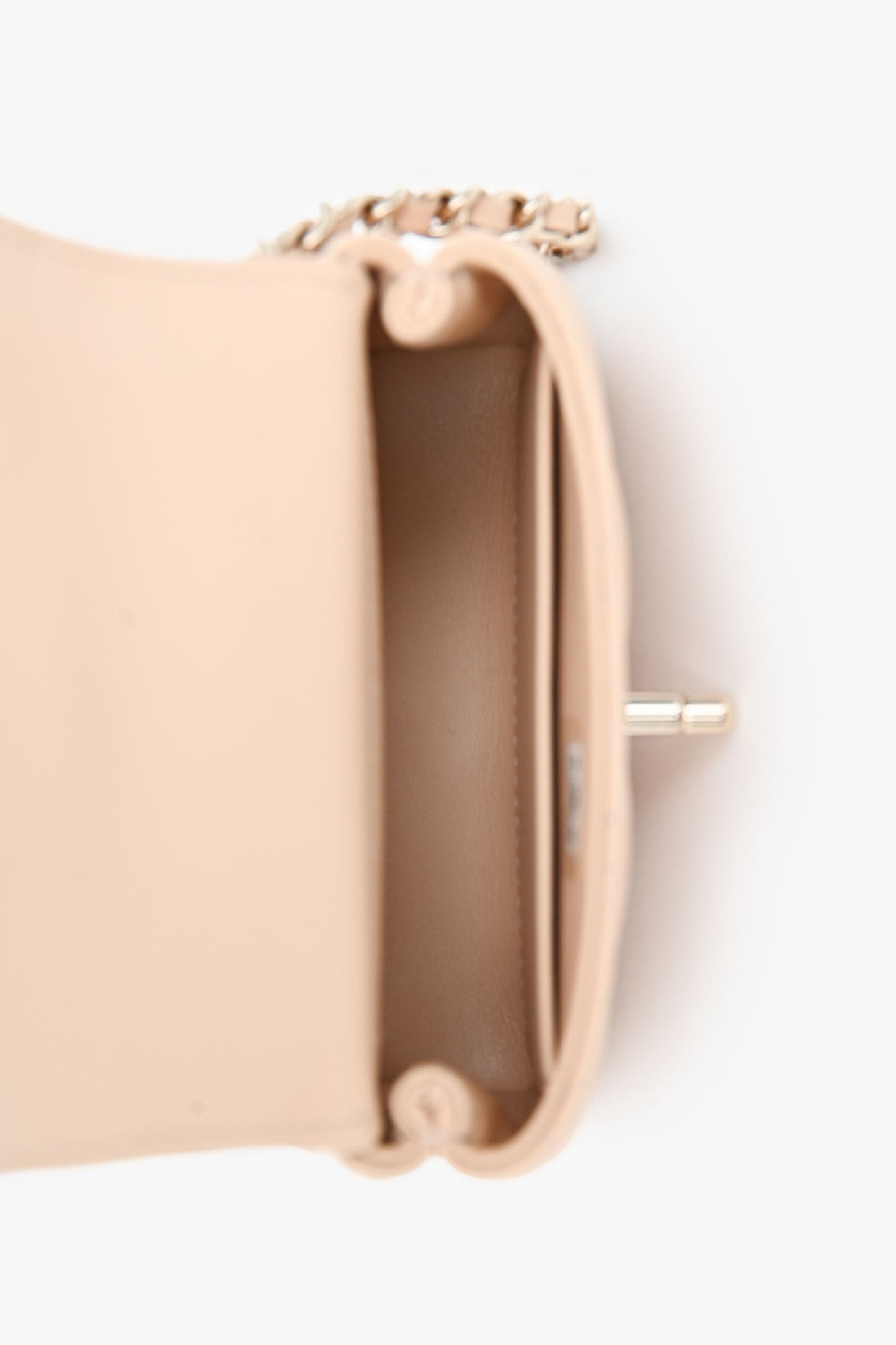 Chanel™ Beige Caviar Leather Micro Coco Top Handle Bag with Chain