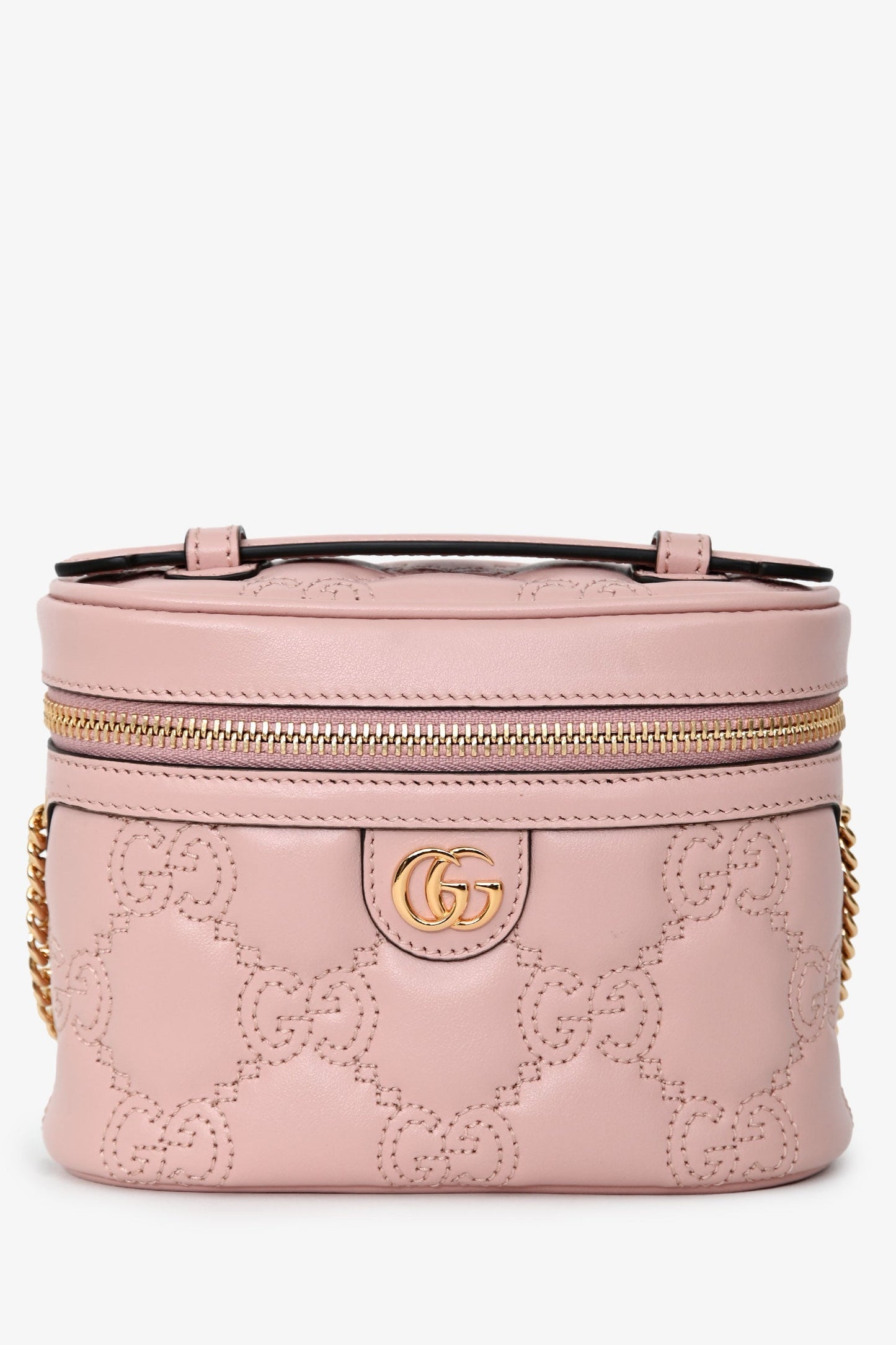 Gucci Pink Leather Matelasse GG Vanity Mini Top Handle Bag
