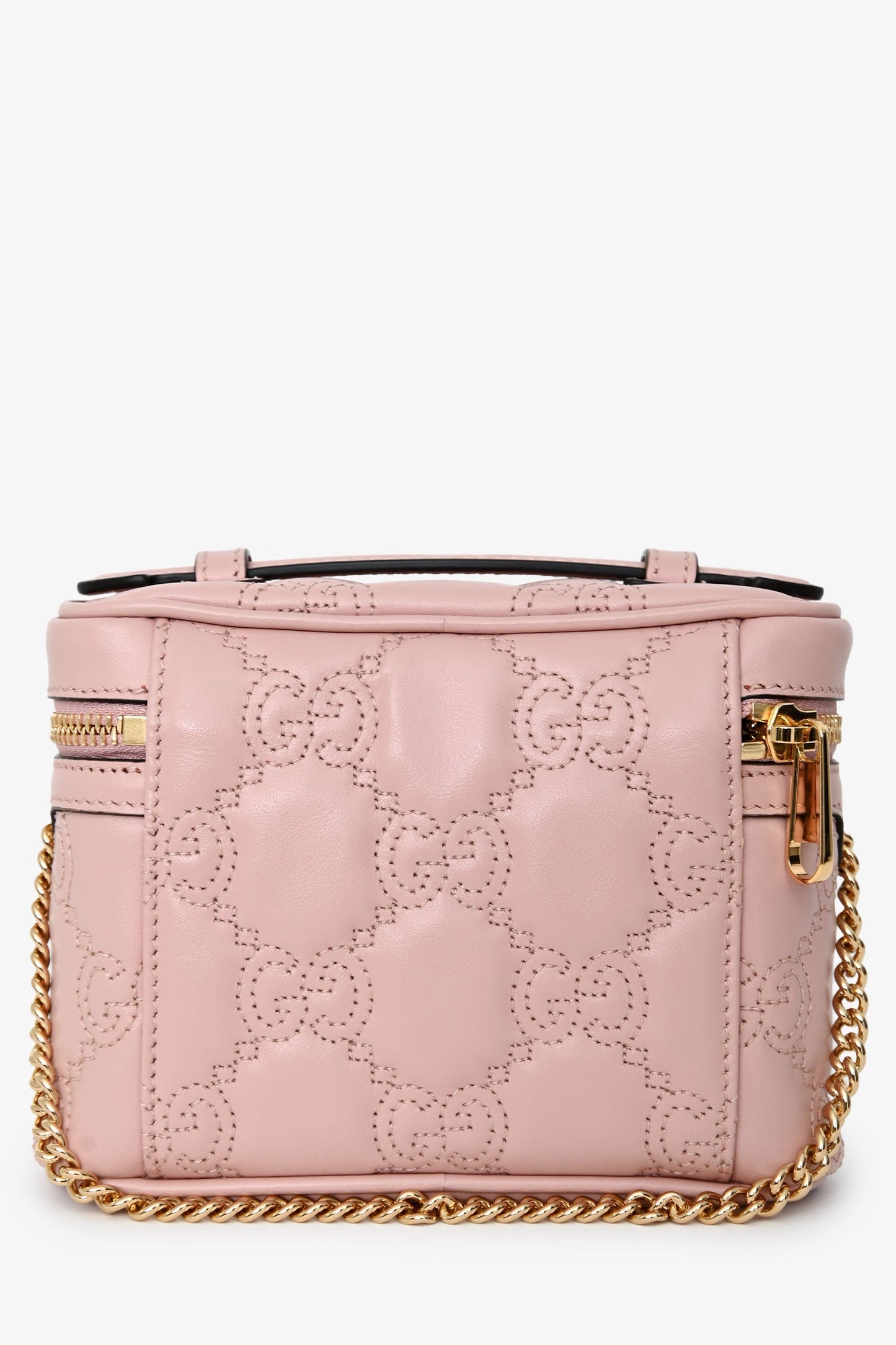 Gucci Pink Leather Matelasse GG Vanity Mini Top Handle Bag